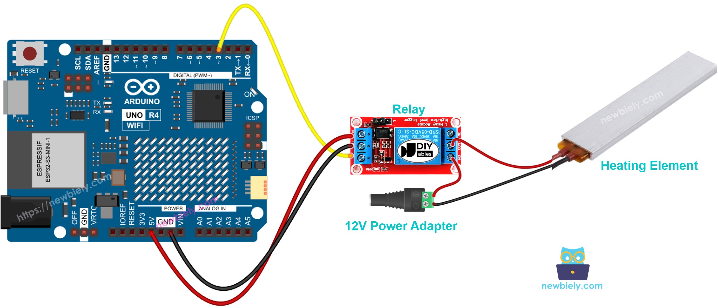 Arduino UNO R4 Heizelement-Verdrahtungsdiagramm