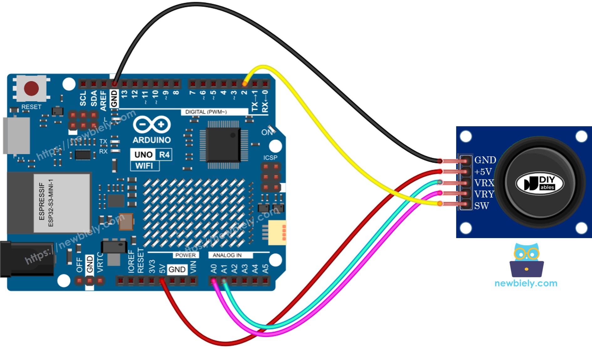 Arduino UNO R4 Joystick-Schaltplan