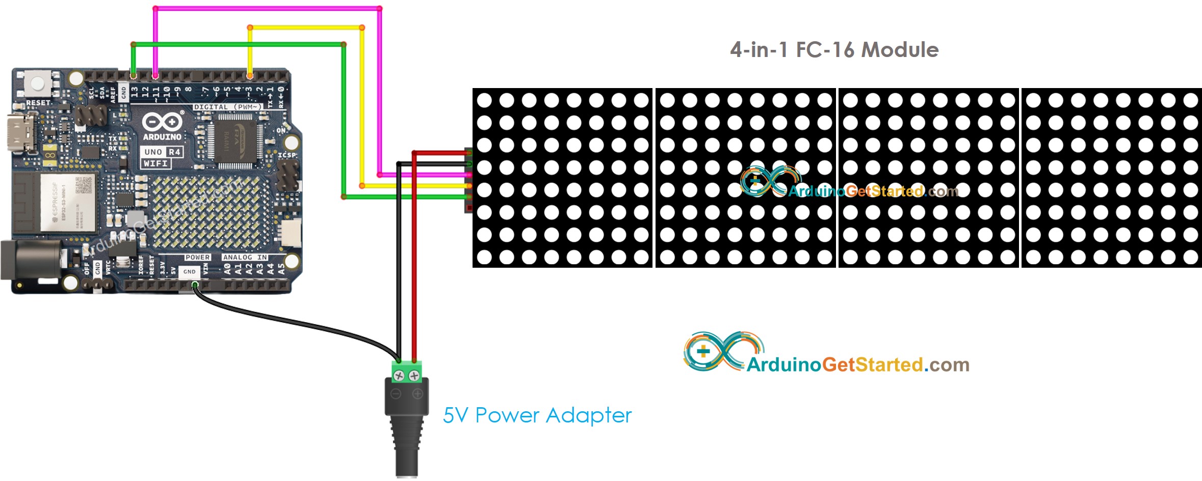 Arduino UNO R4 LED-Matrixanzeige Schaltplan