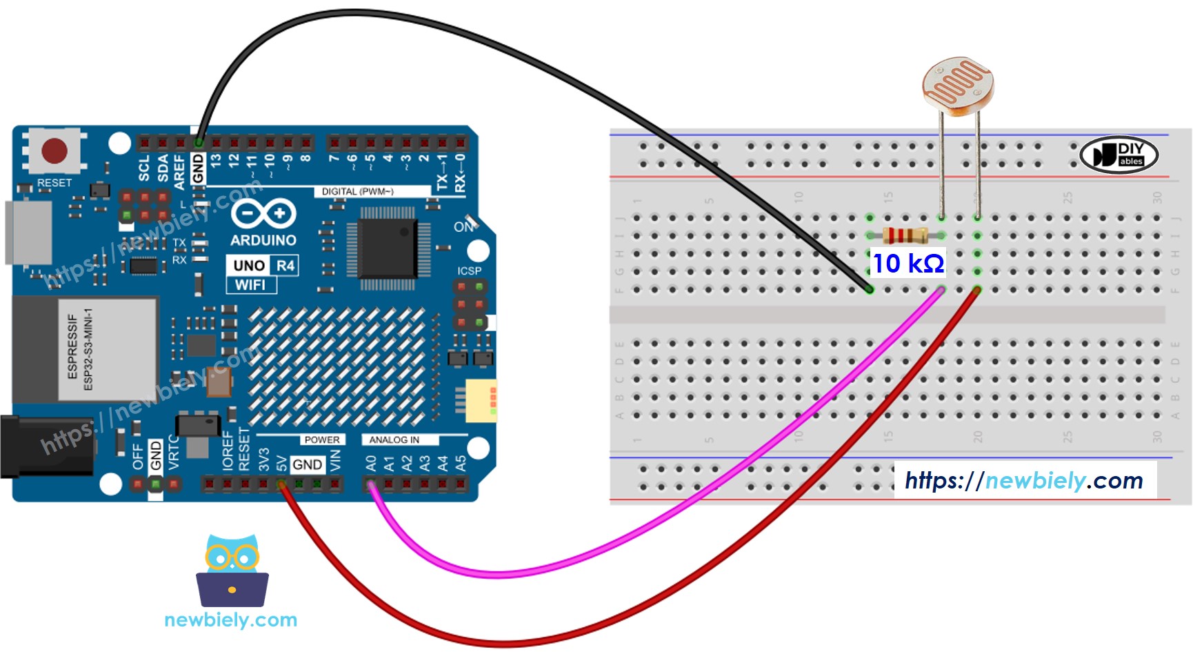 Arduino UNO R4 Lichtsensor-Schaltplan
