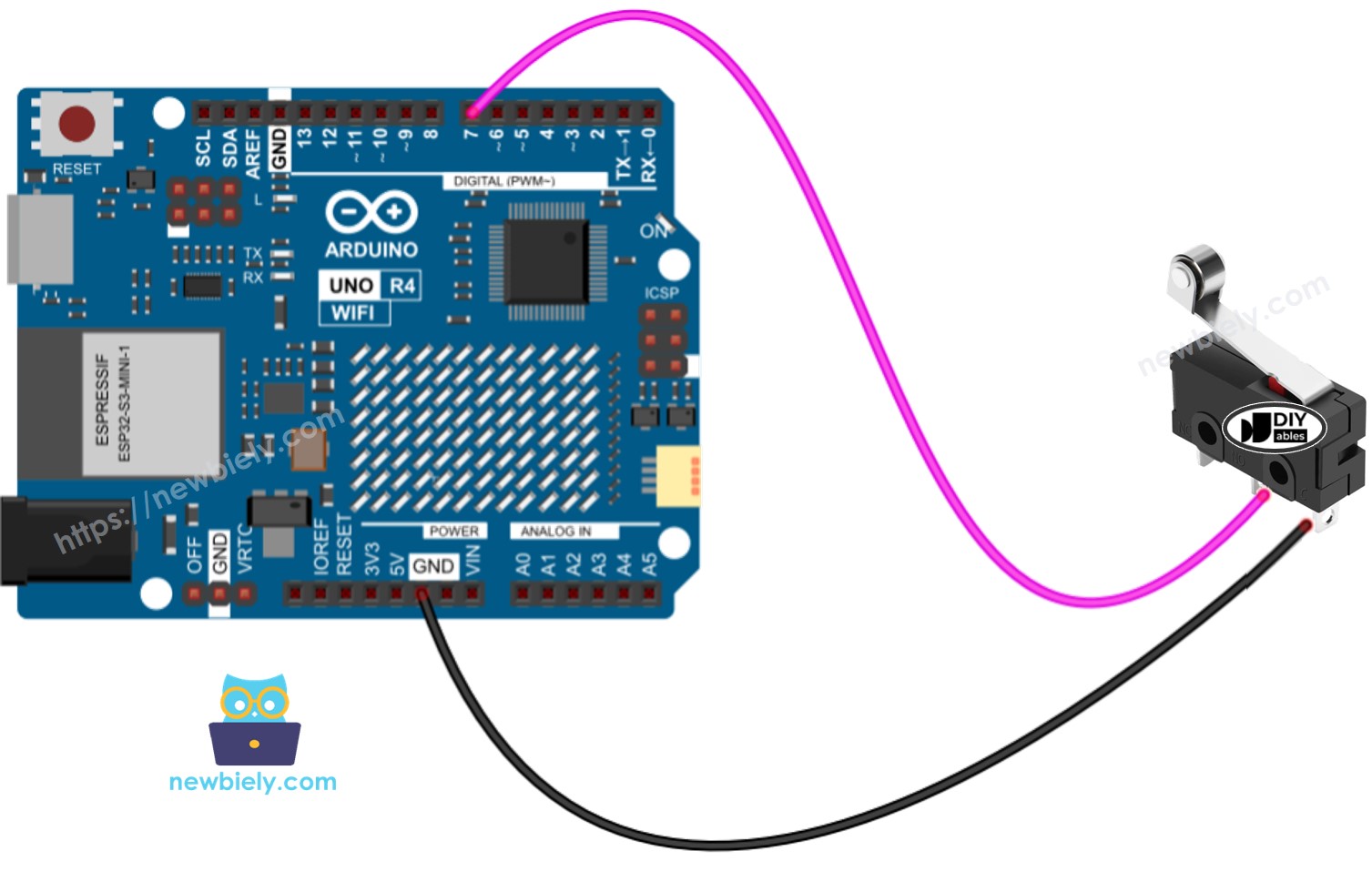 Arduino UNO R4 Endschalter-Verdrahtungsdiagramm