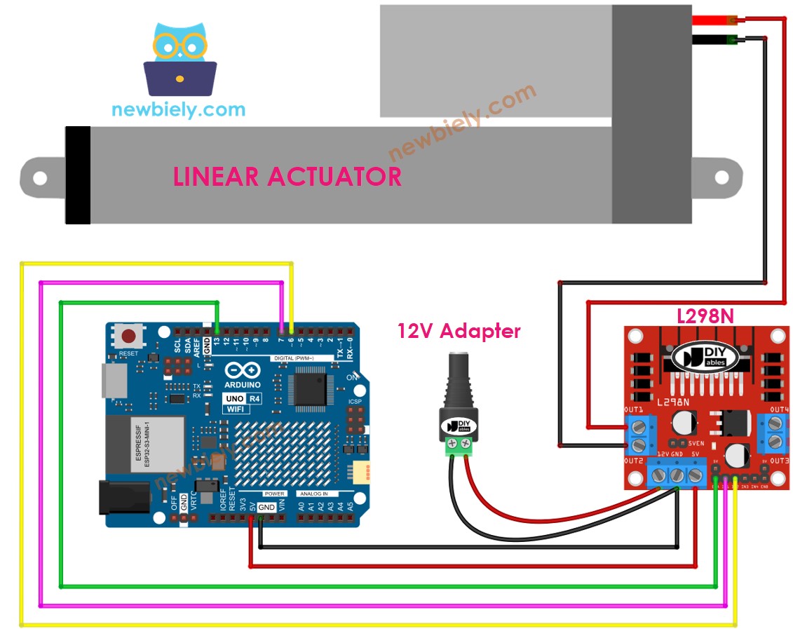 Arduino UNO R4 Linearantrieb L298N-Treiber-Schaltplan