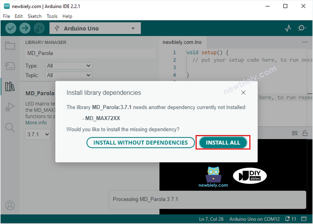 Arduino UNO R4 MD_MAX72XX-Bibliothek