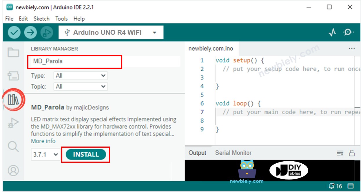 Arduino UNO R4 MD_Parola-Bibliothek