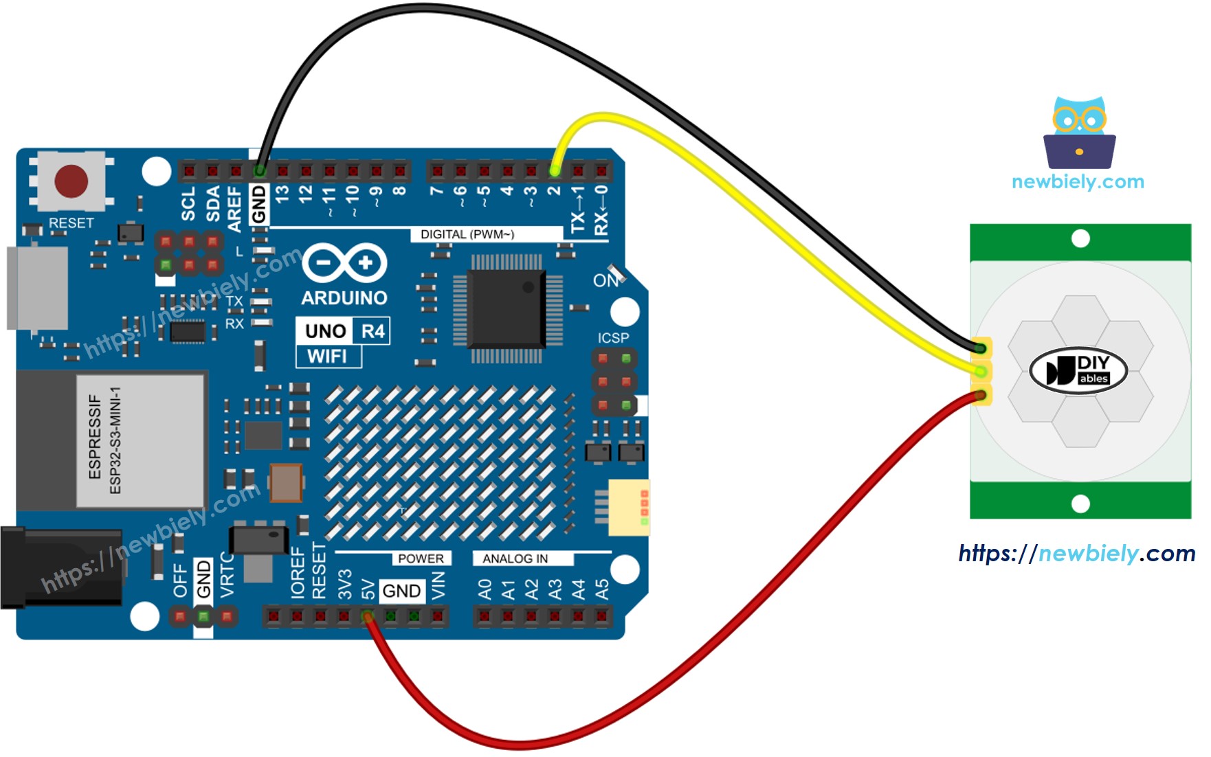 Arduino UNO R4 Bewegungs-Sensor-Schaltplan