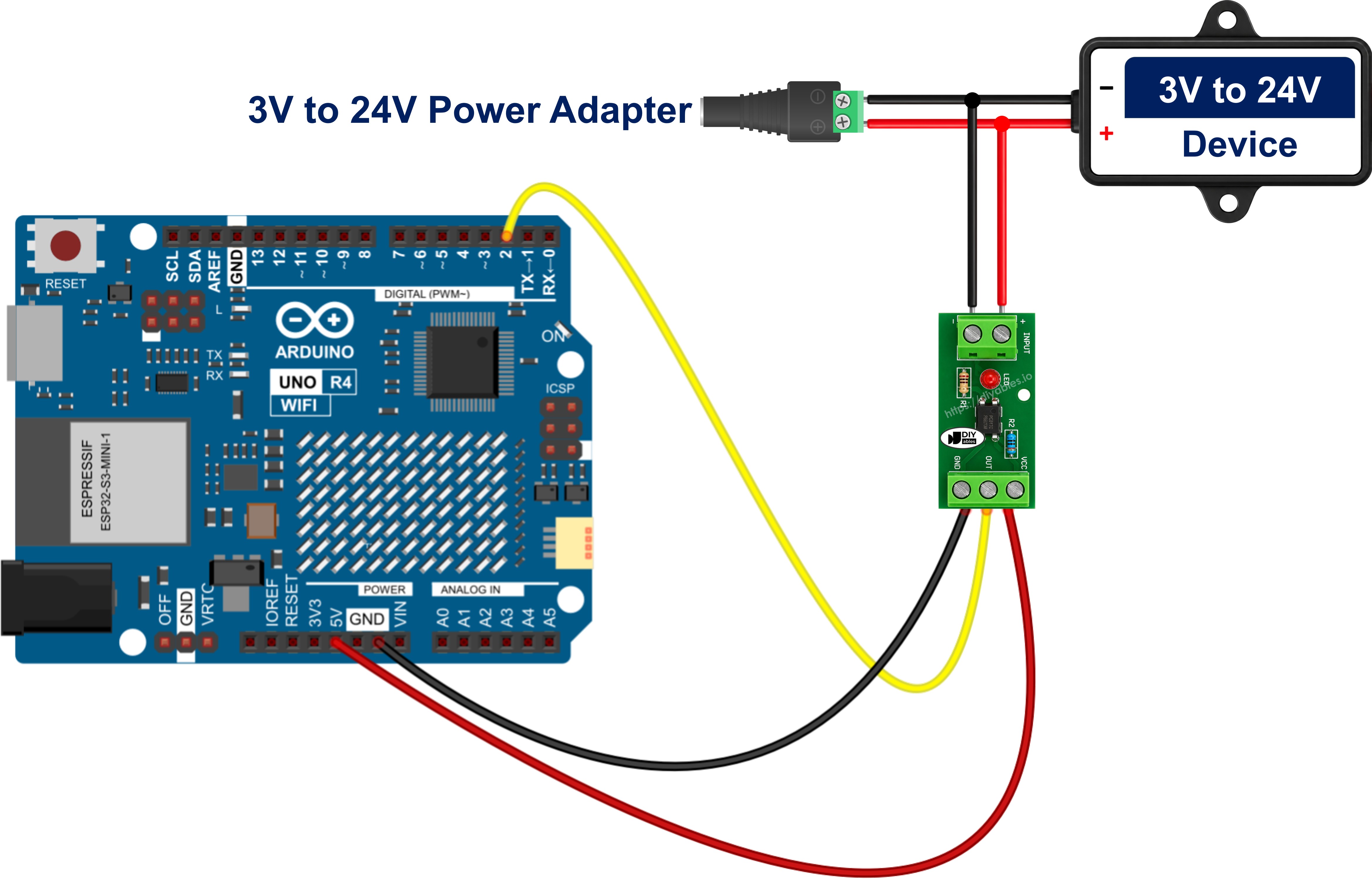 Schaltplan Arduino UNO R4 PC817-Optokoppler-Isolationsmodul 24V
