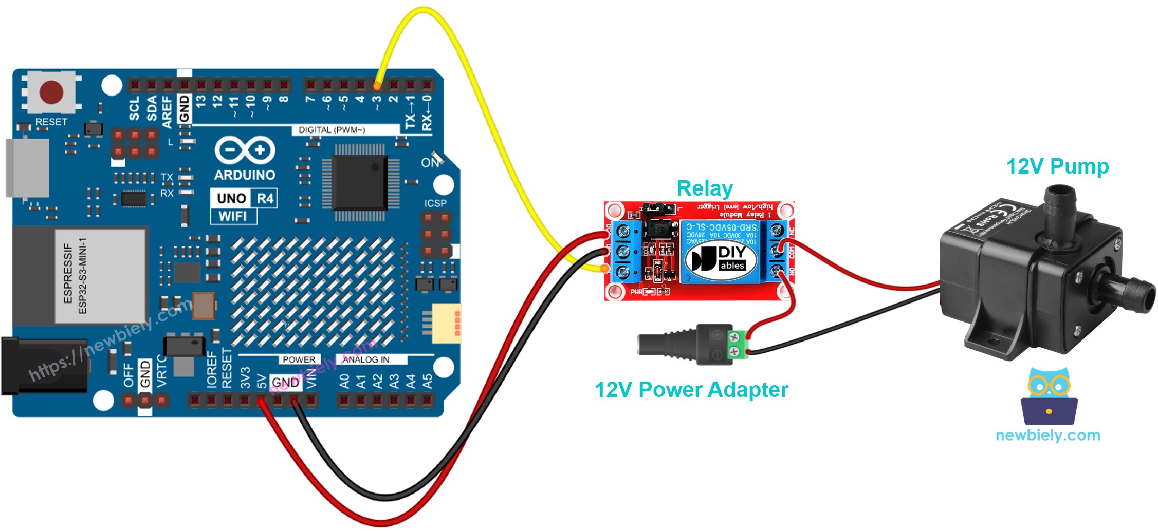 Arduino UNO R4 Pumpenschaltplan