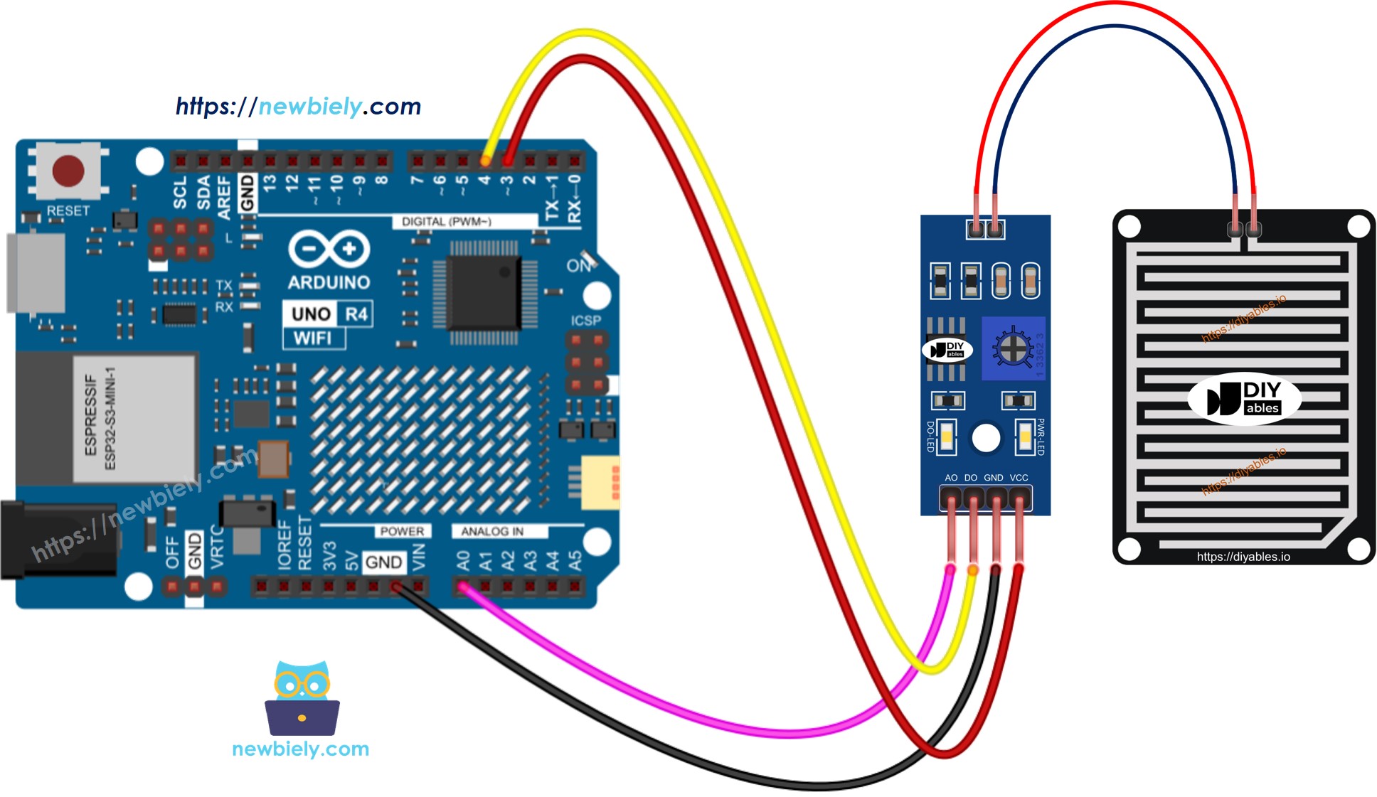 Arduino UNO R4 Regensensor-Schaltplan