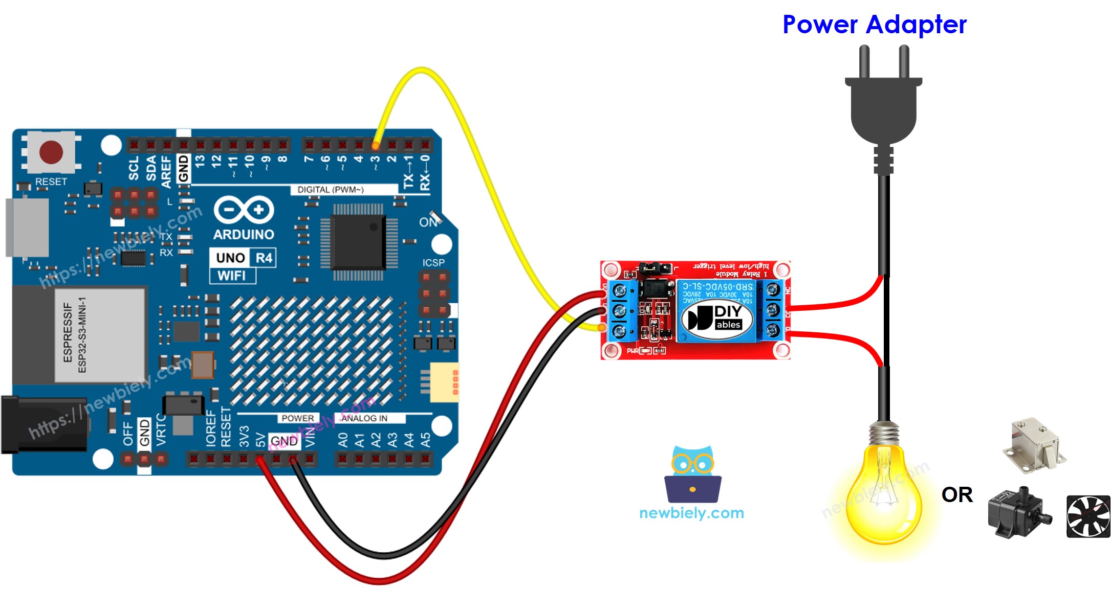 Arduino UNO R4 Relais-Schaltplan