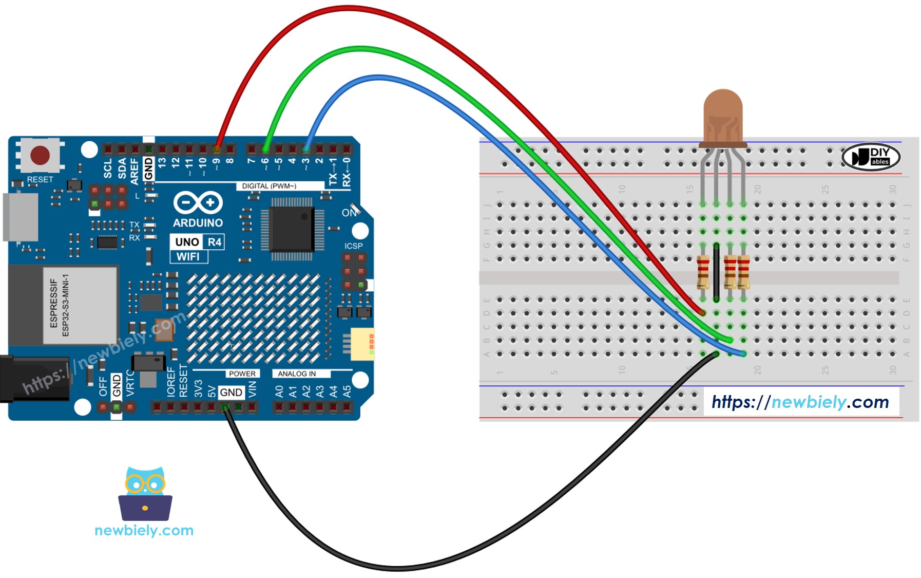 Arduino UNO R4 RGB-LED-Schaltplan