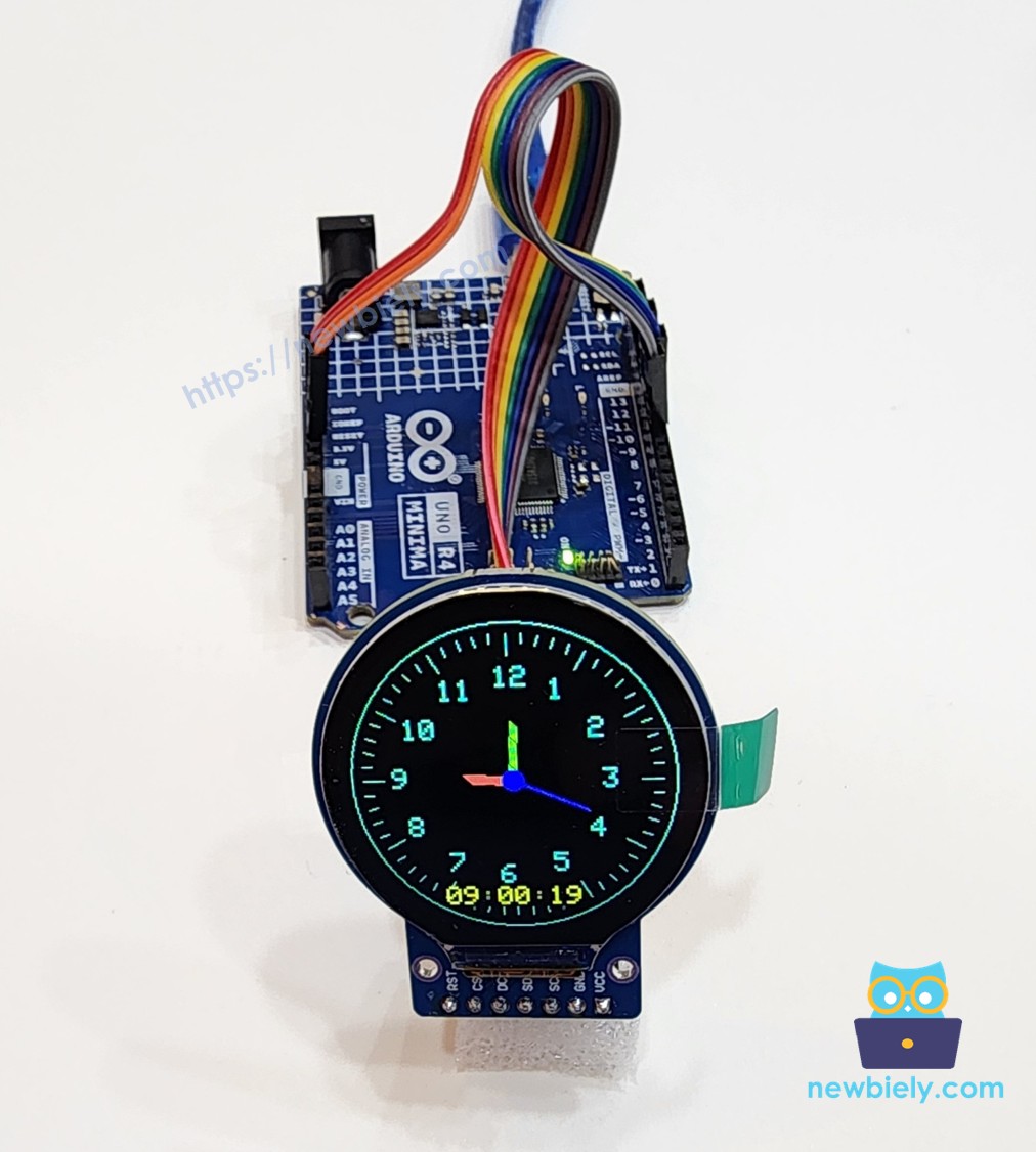 Arduino UNO R4 rundes TFT-LCD-Display Uhr
