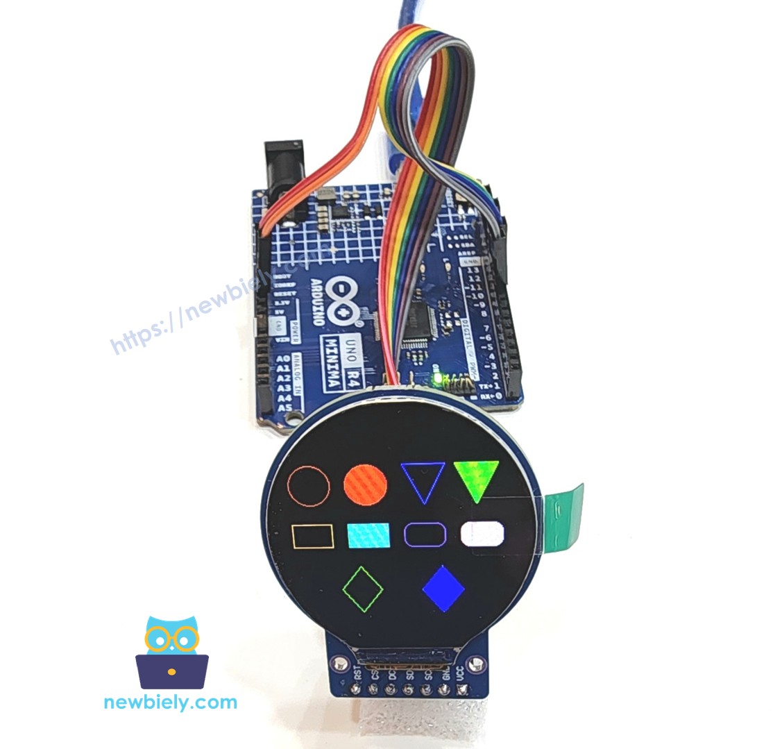 Arduino UNO R4 Rundes TFT-LCD-Display Formen zeichnen