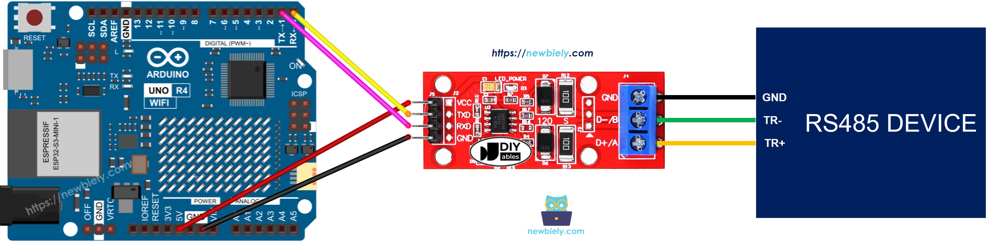 Arduino UNO R4 TTL-zu-RS485 Verdrahtungsdiagramm