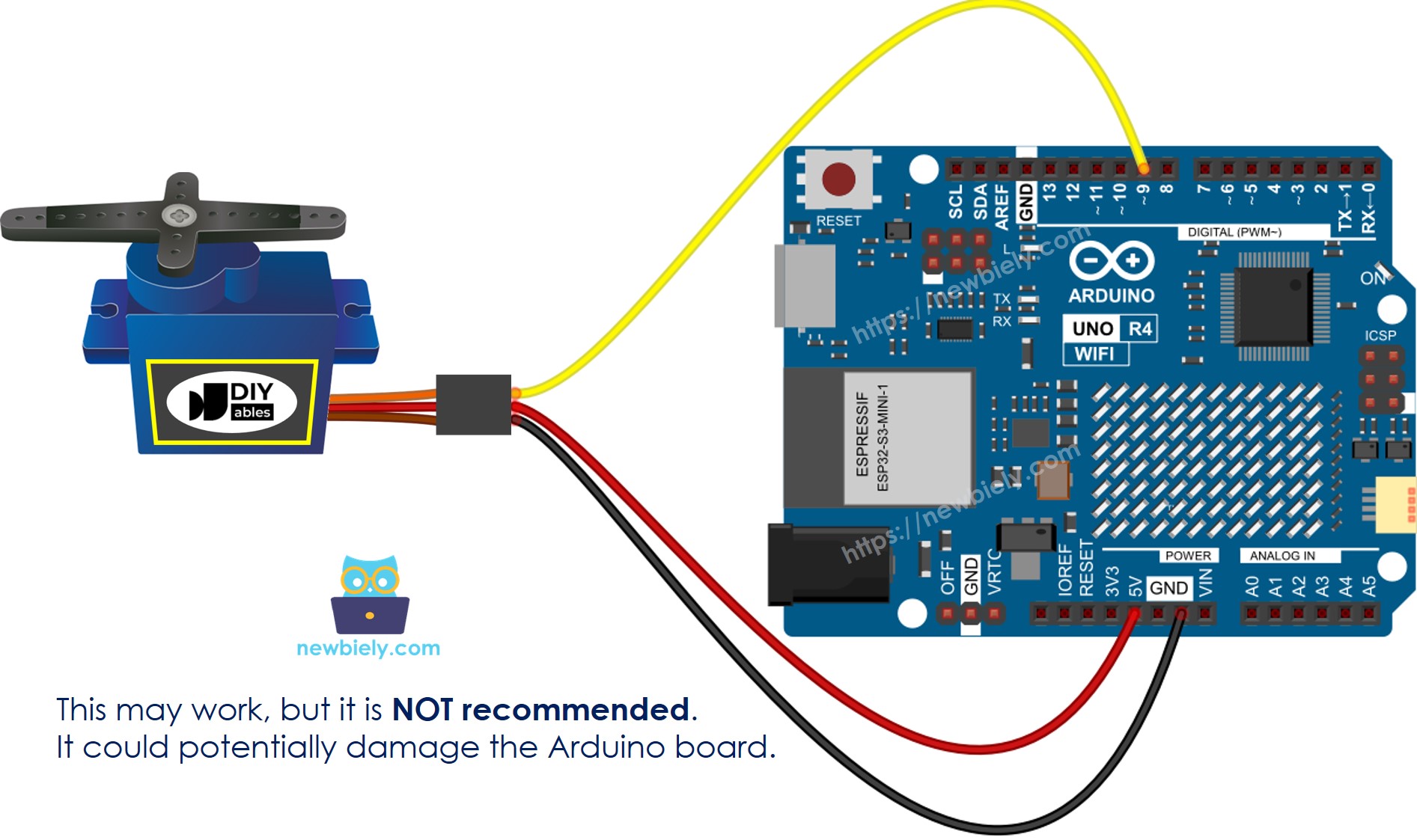 Arduino UNO R4 Servo-Motor-Schaltplan