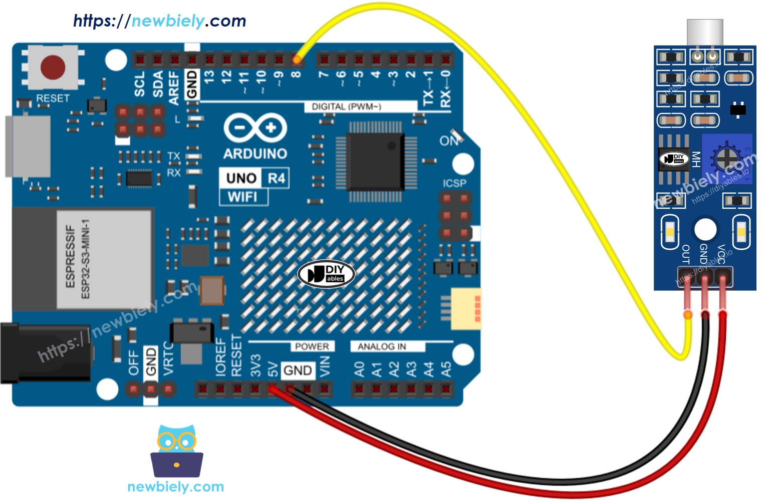Arduino UNO R4 Schallsensor-Verdrahtungsdiagramm