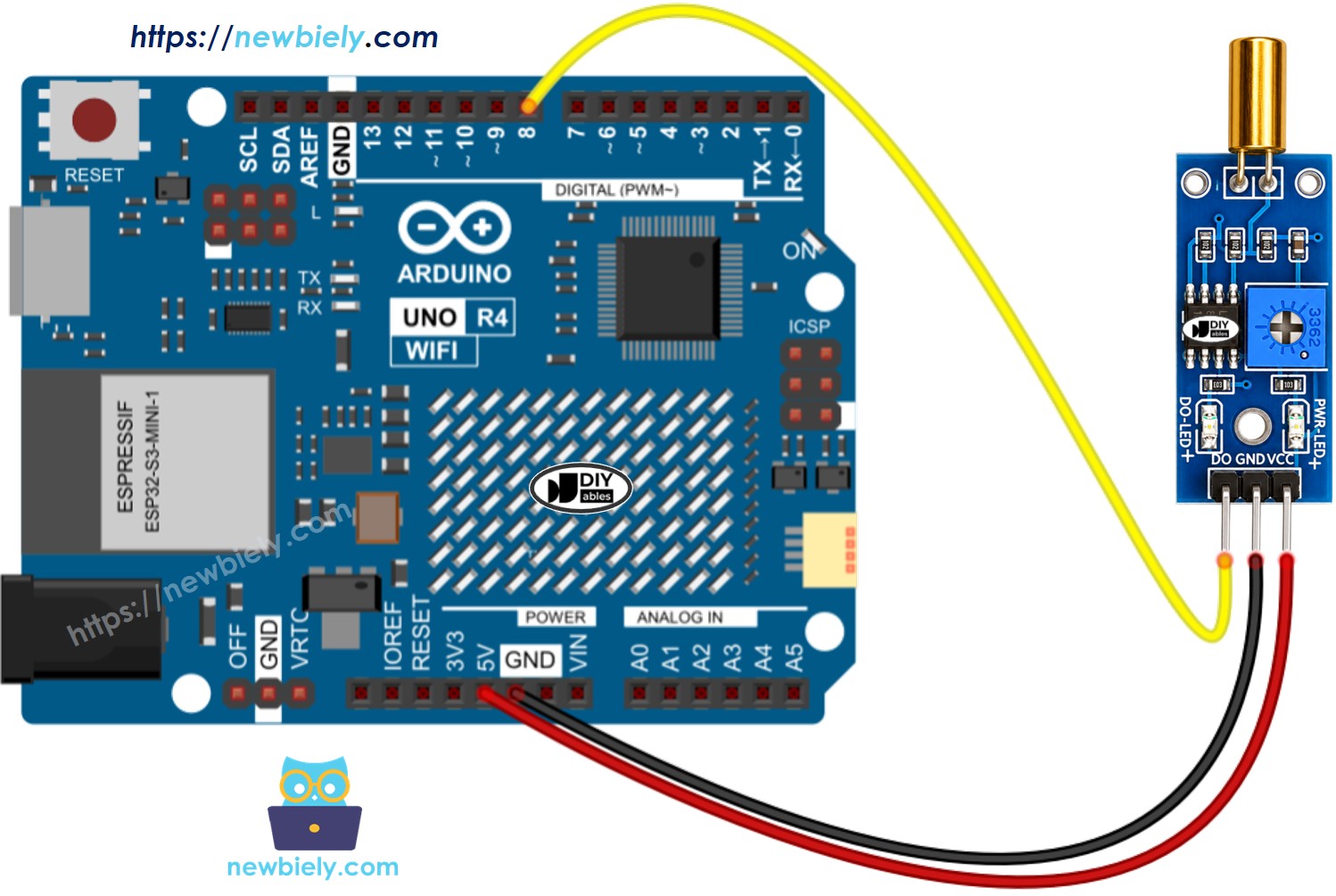 Arduino UNO R4 SW520D Neigungssensor Schaltdiagramm