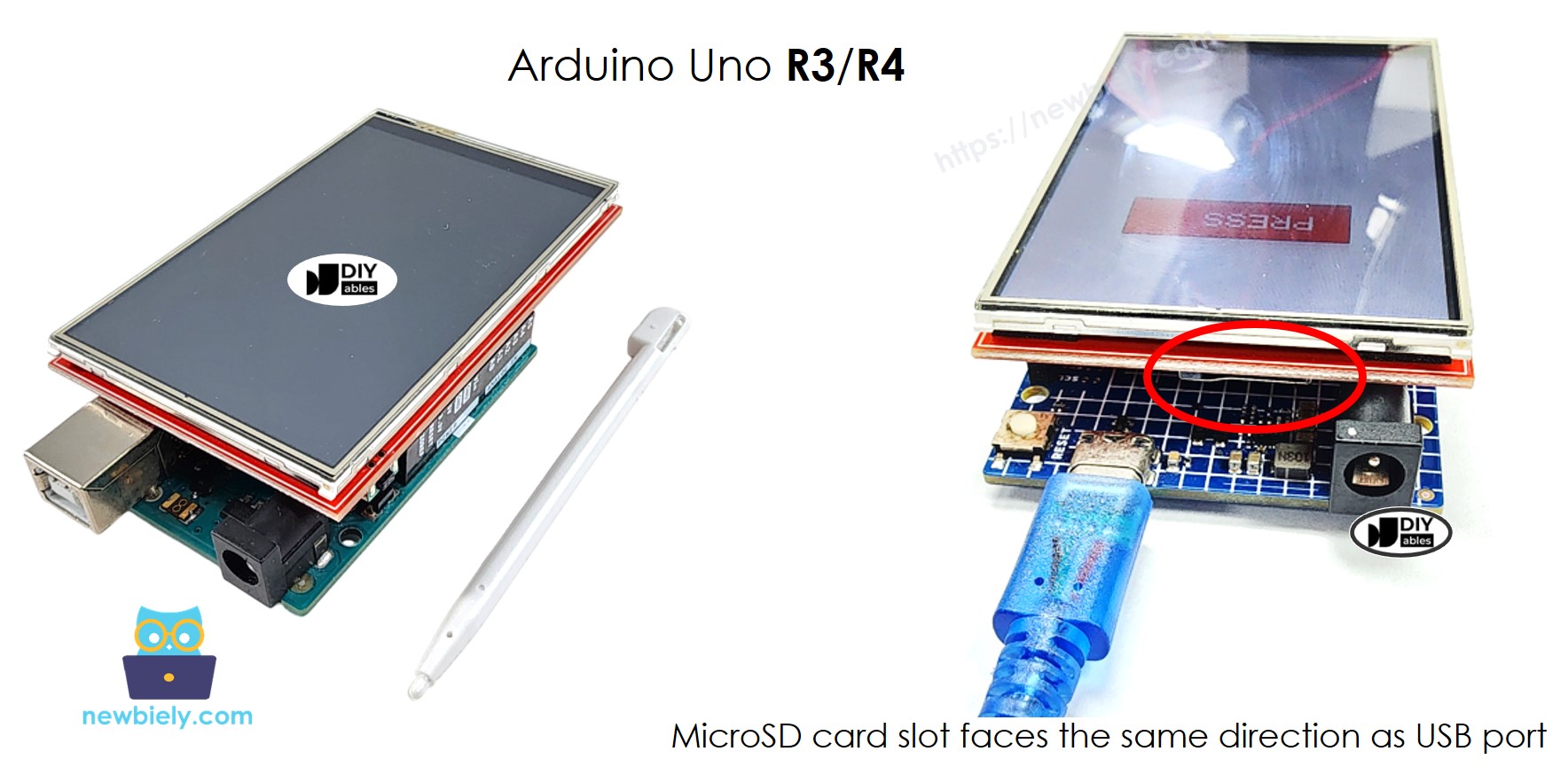 Arduino UNO R4 TFT-LCD-Touch Verdrahtungsdiagramm