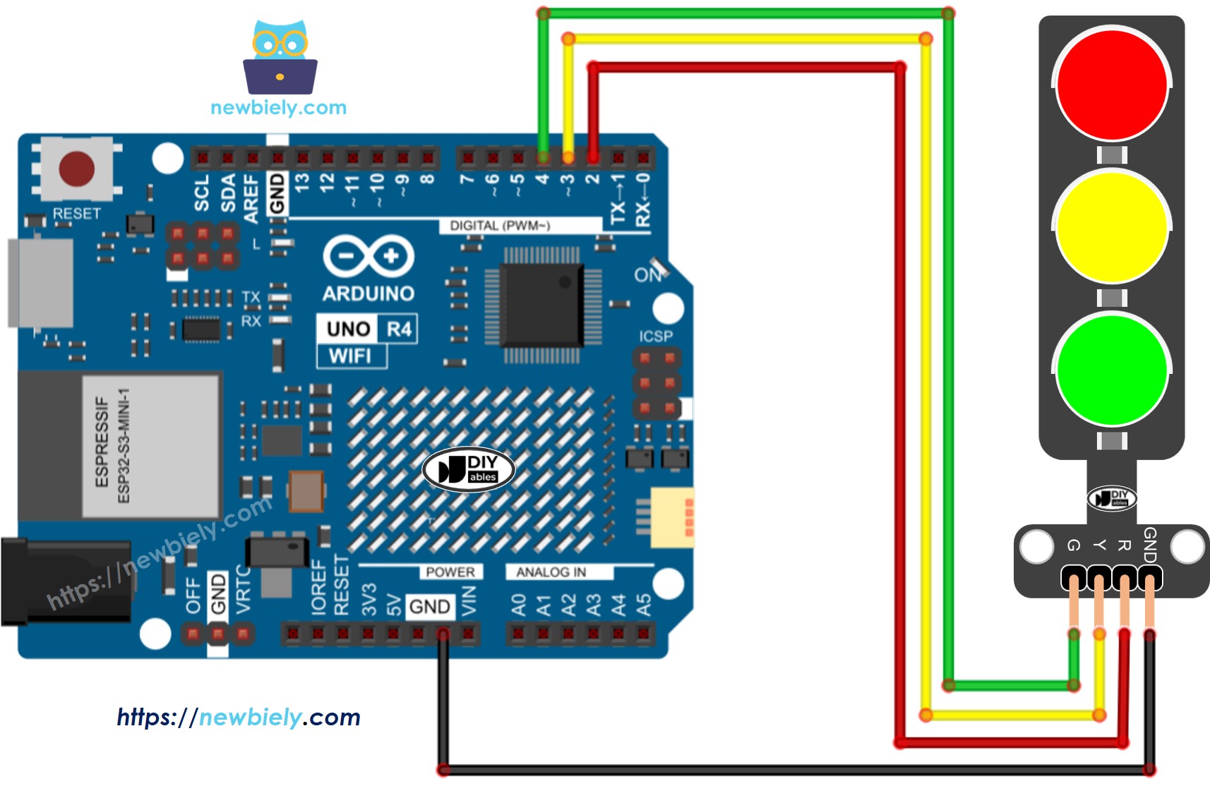 Arduino UNO R4 Ampel-Schaltplan