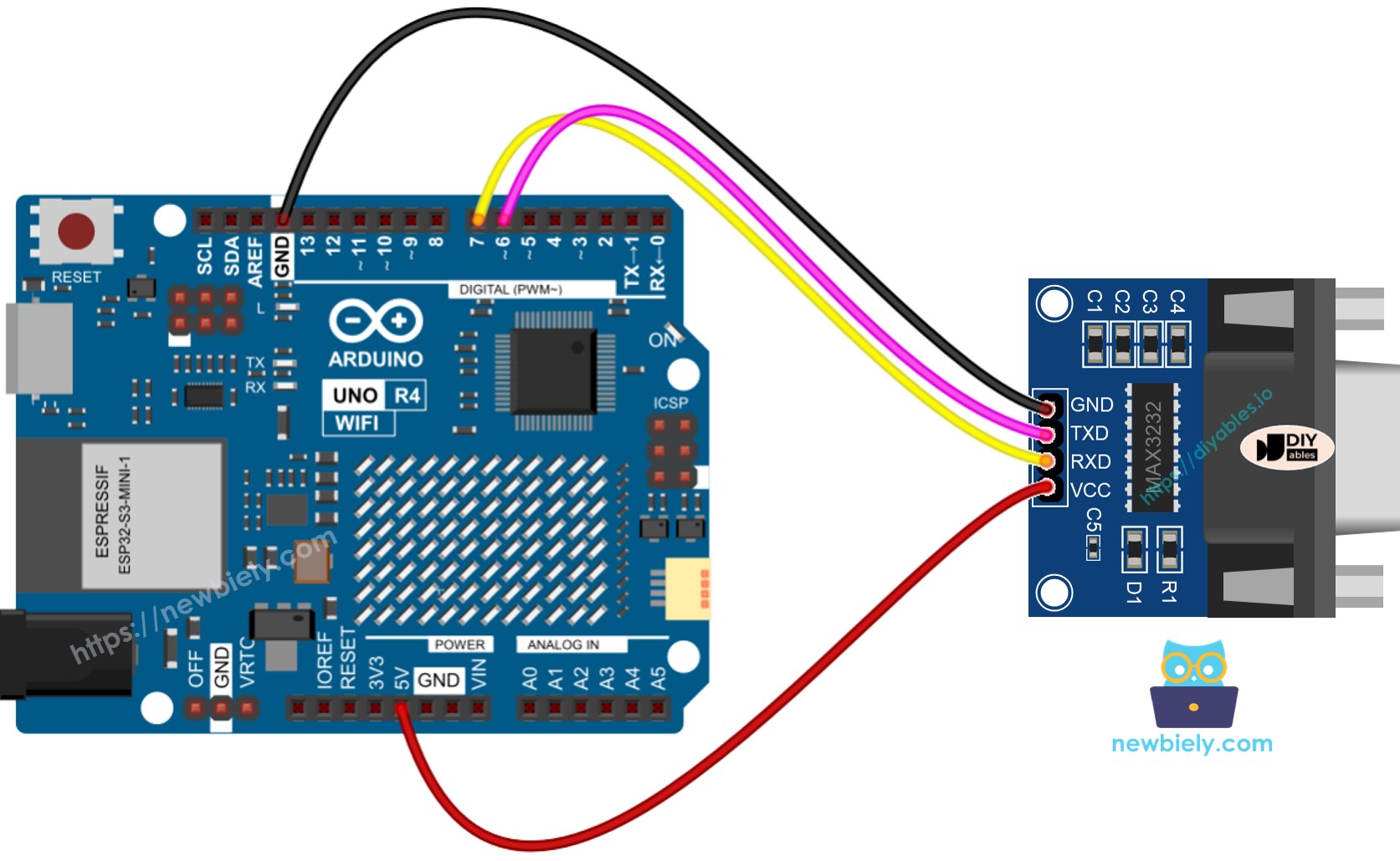 Arduino UNO R4 RS232-zu-TTL Schaltplan