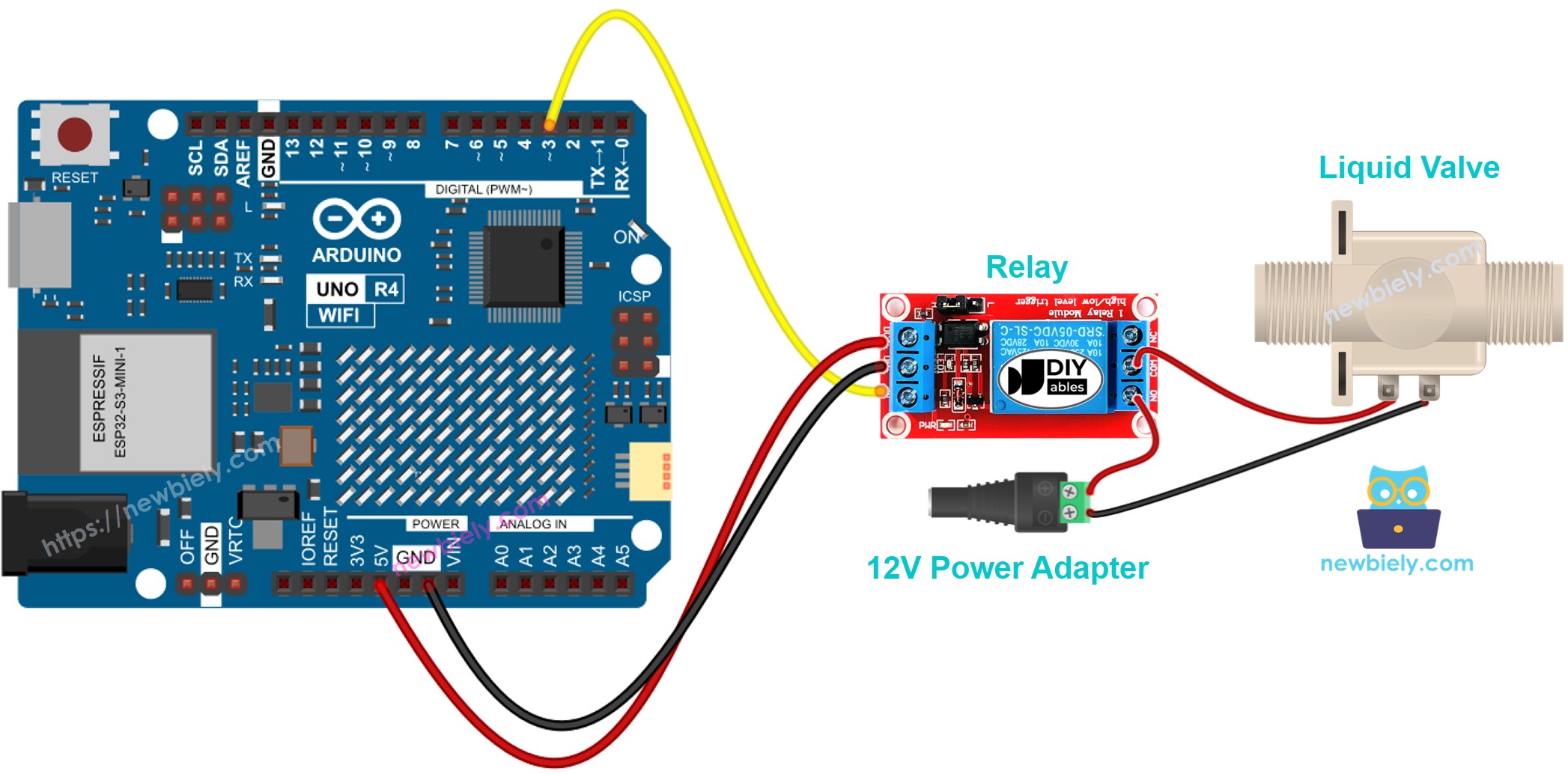 Schaltplan des Wasserventils für Arduino UNO R4