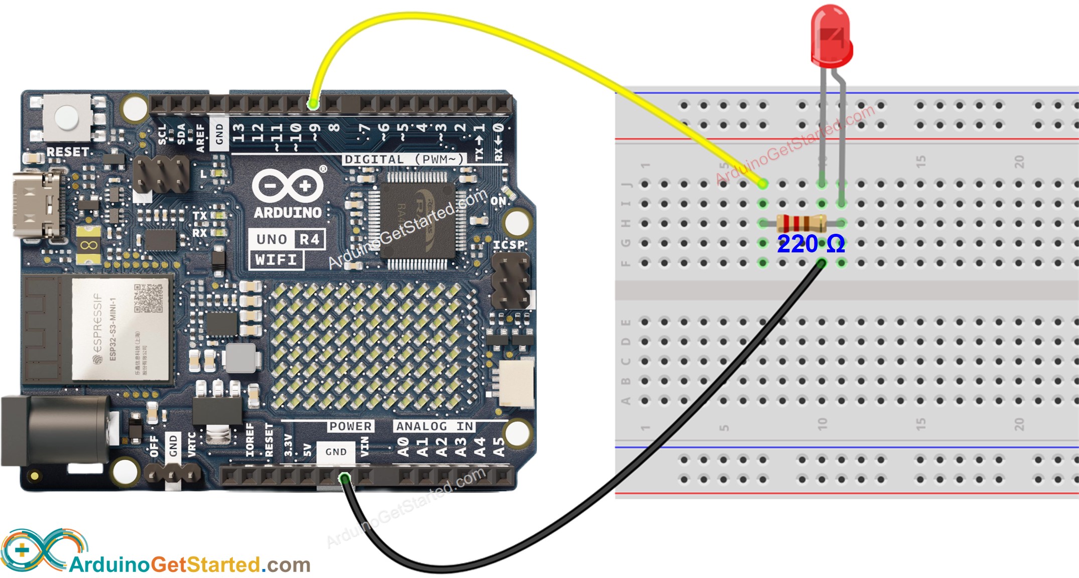 Arduino Uno R4 WiFi LED-Schaltplan