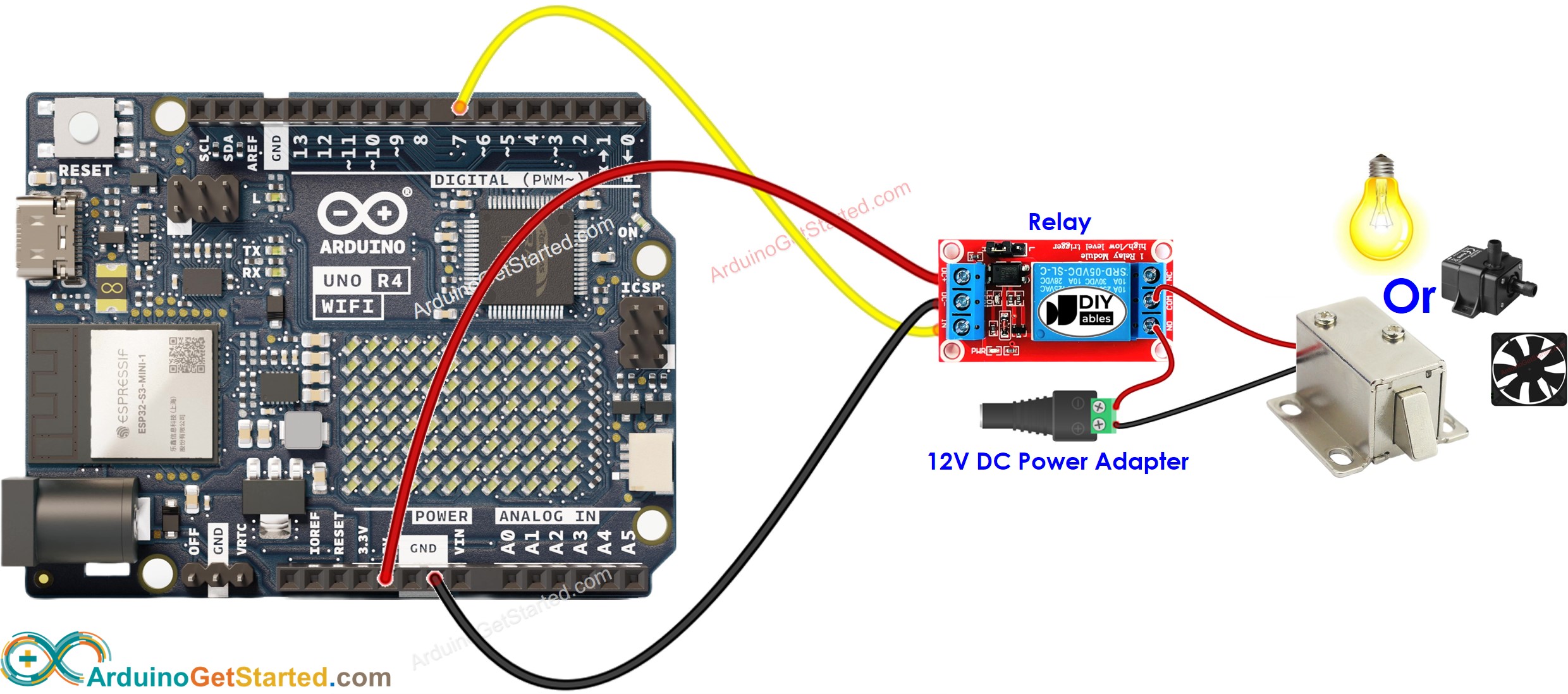 Arduino Uno R4 WiFi Relais-Schaltplan