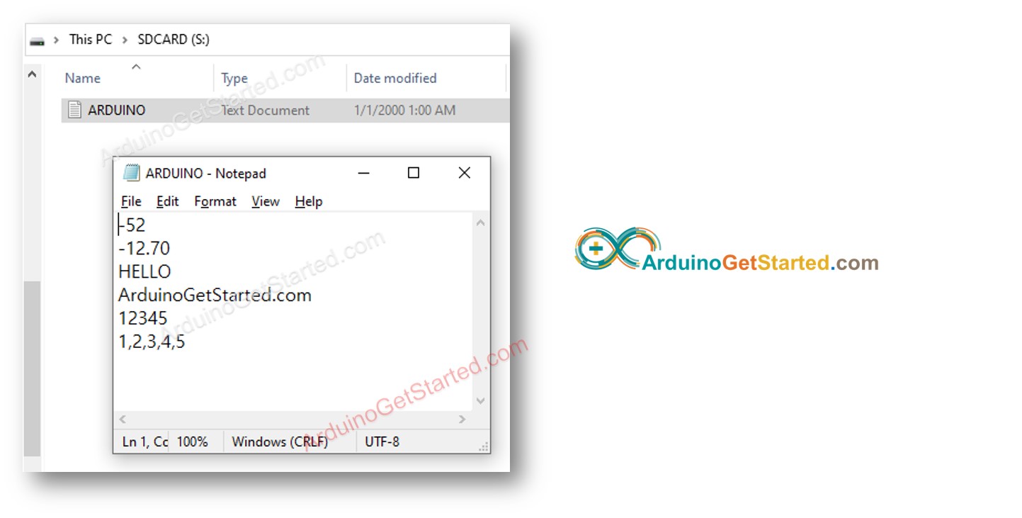 Arduino schreibt eine Variable auf eine Micro-SD-Karte.