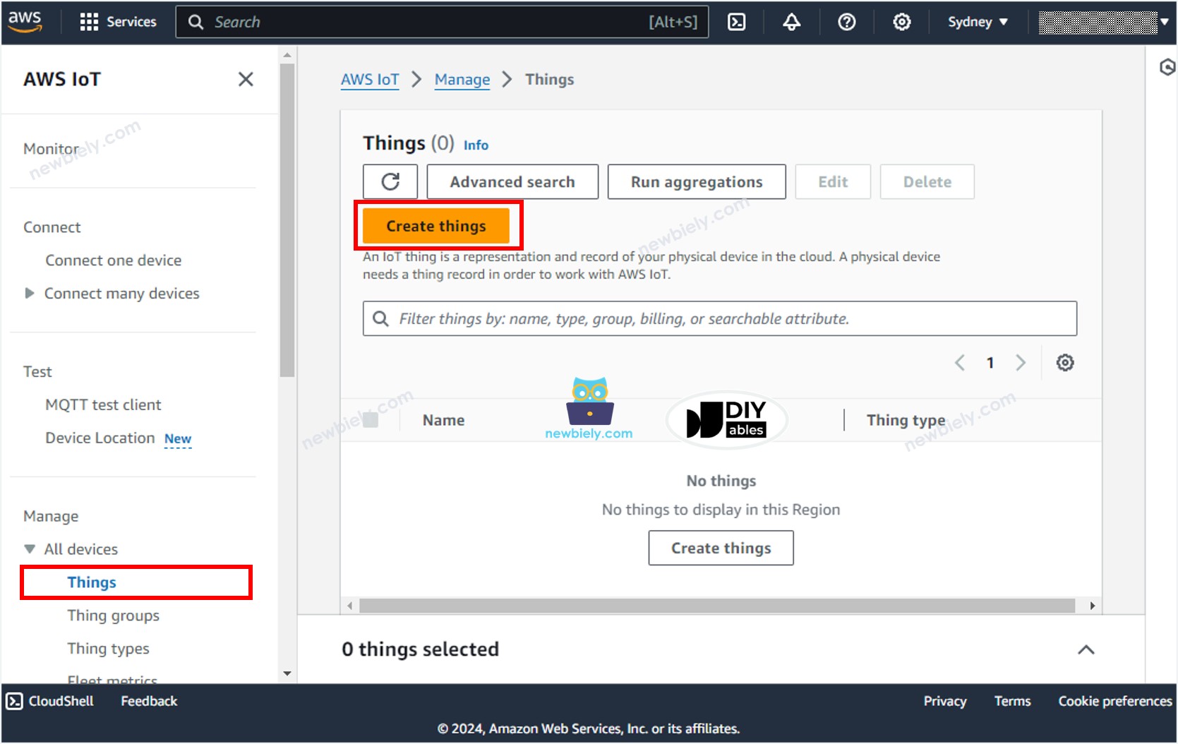 AWS IoT erstellt Dinge.