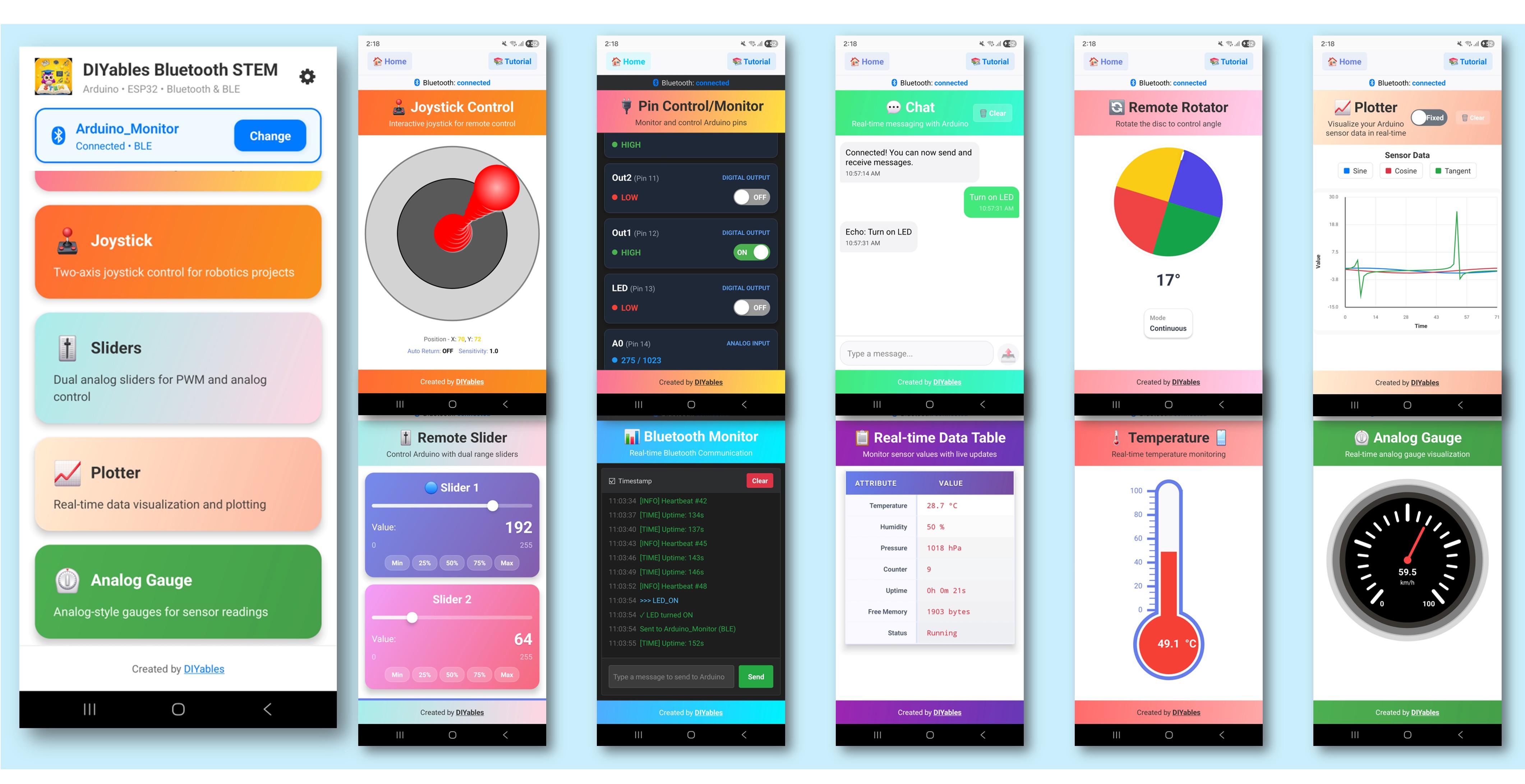 DIYables Bluetooth App - Startbildschirm mit mehreren Apps