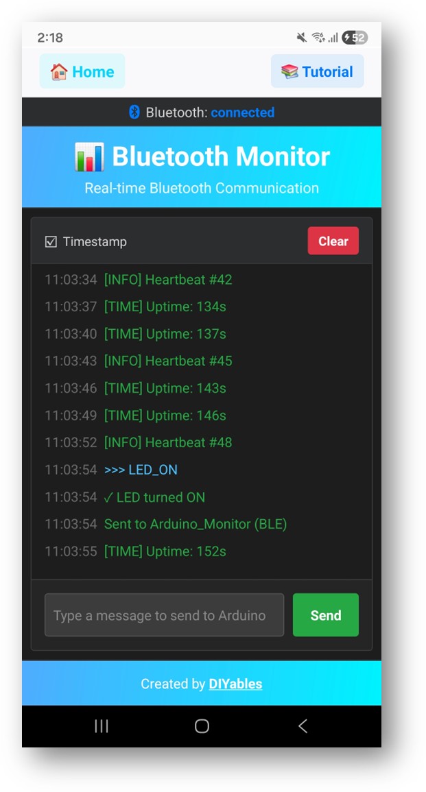 DIYables Bluetooth App - Monitor-Bildschirm