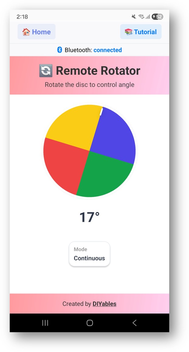DIYables Bluetooth App - Rotator Bildschirm