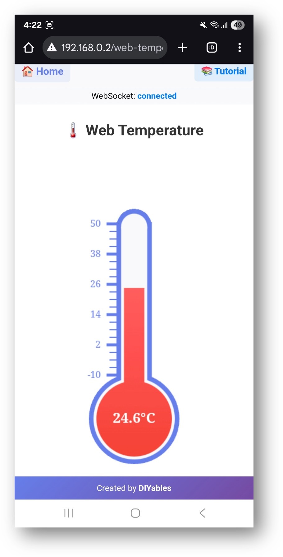 ESP32 DIYables Web-App Web-Temperatur-App