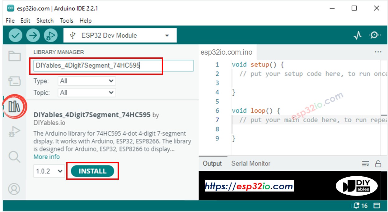 ESP32 74HC595 4-stellige 7-Segmentanzeige-Bibliothek