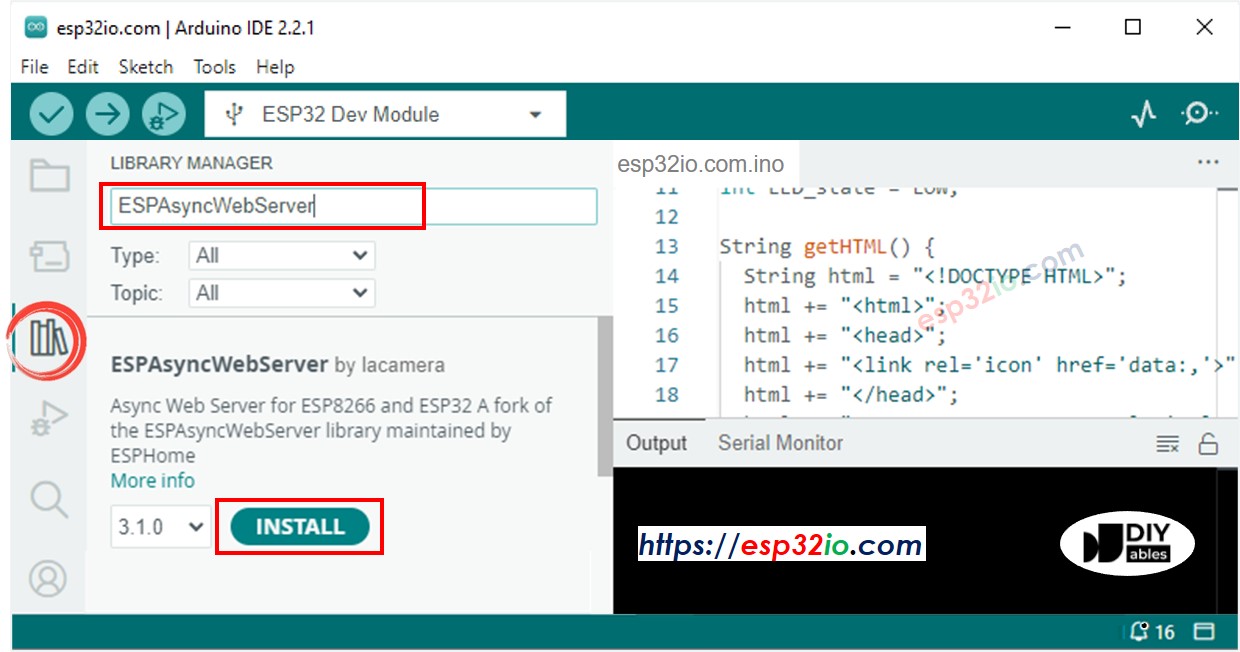 ESP32 ESPAsyncWebServer-Bibliothek