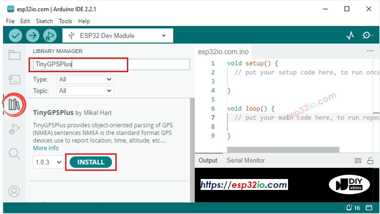 ESP32 TinyGPS++-Bibliothek