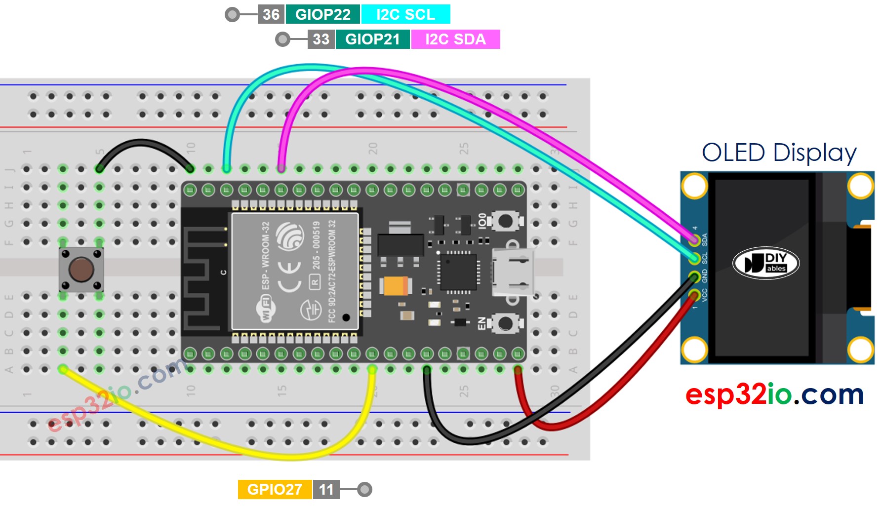 ESP32 Taster OLED Verdrahtungsdiagramm