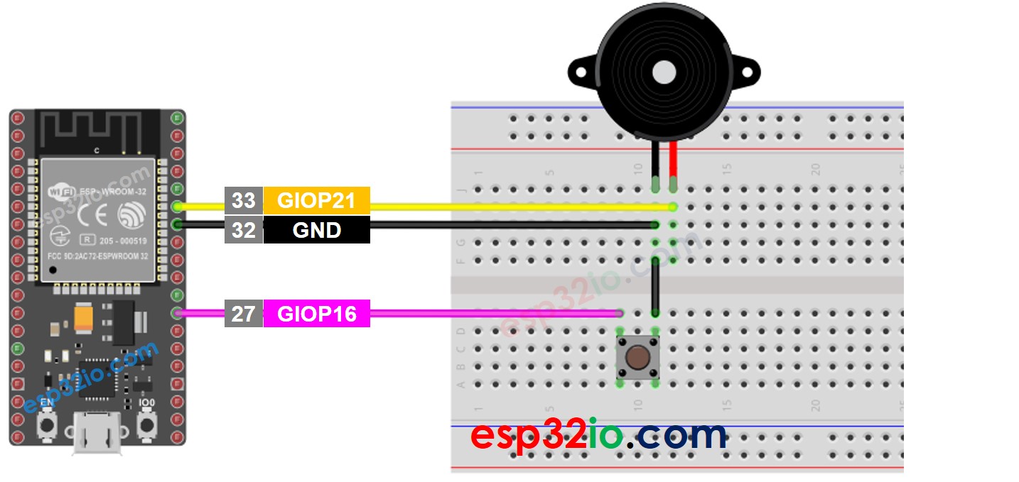 ESP32-Taster Piezo-Buzzer Schaltplan