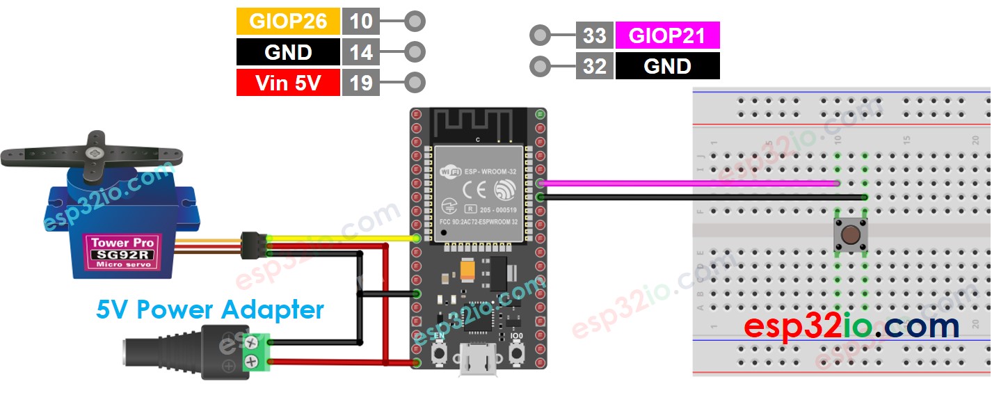 ESP32-Taster-Servomotor-Verdrahtungsdiagramm