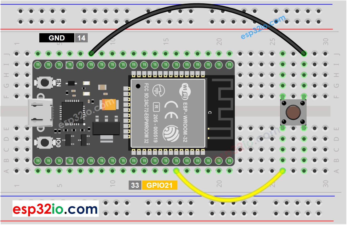 ESP32-Taster-Verdrahtungsdiagramm