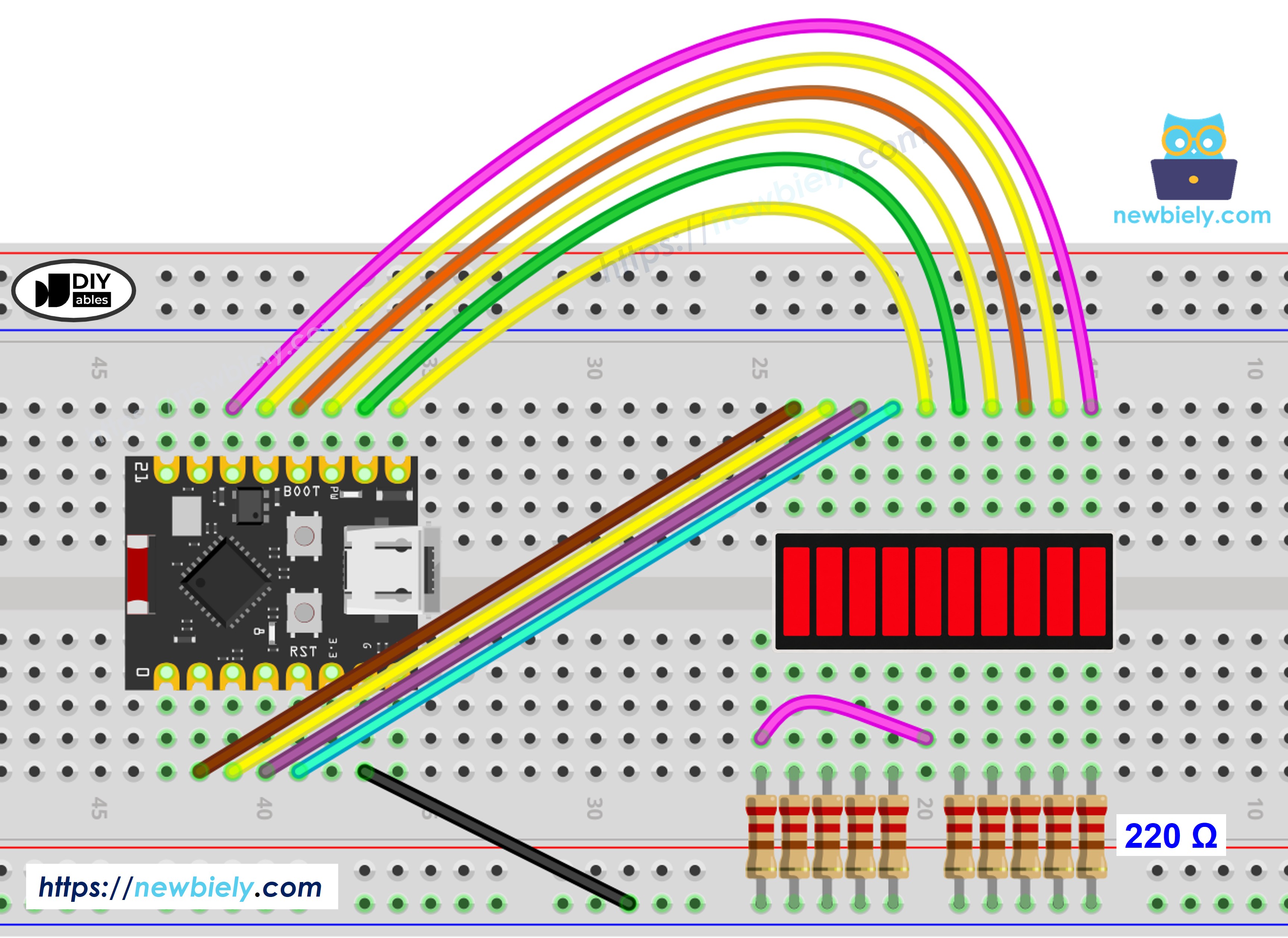 Schaltplan ESP32 C3 Super Mini LED-Balkenanzeige