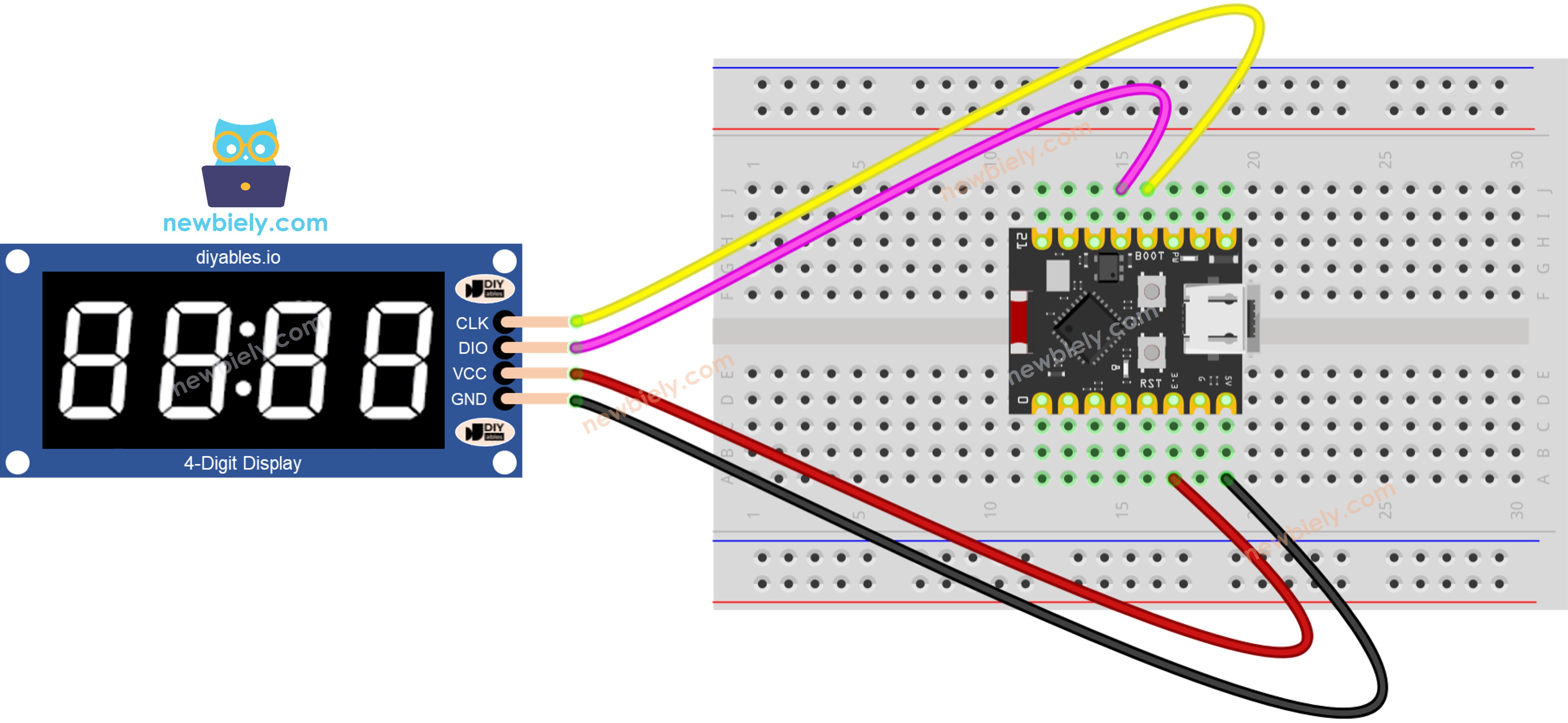 Schaltplan ESP32 C3 Super Mini TM1637 4-stellige 7-Segment-Anzeige