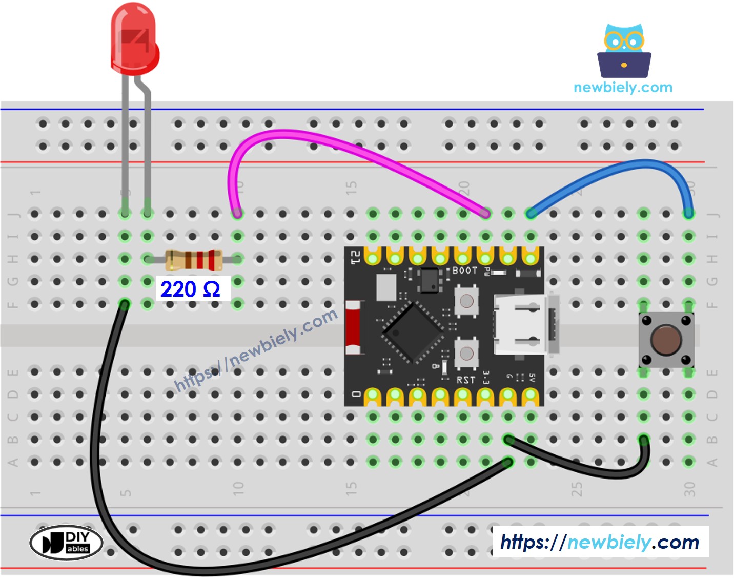 Schaltplan ESP32 C3 Super Mini Taster LED