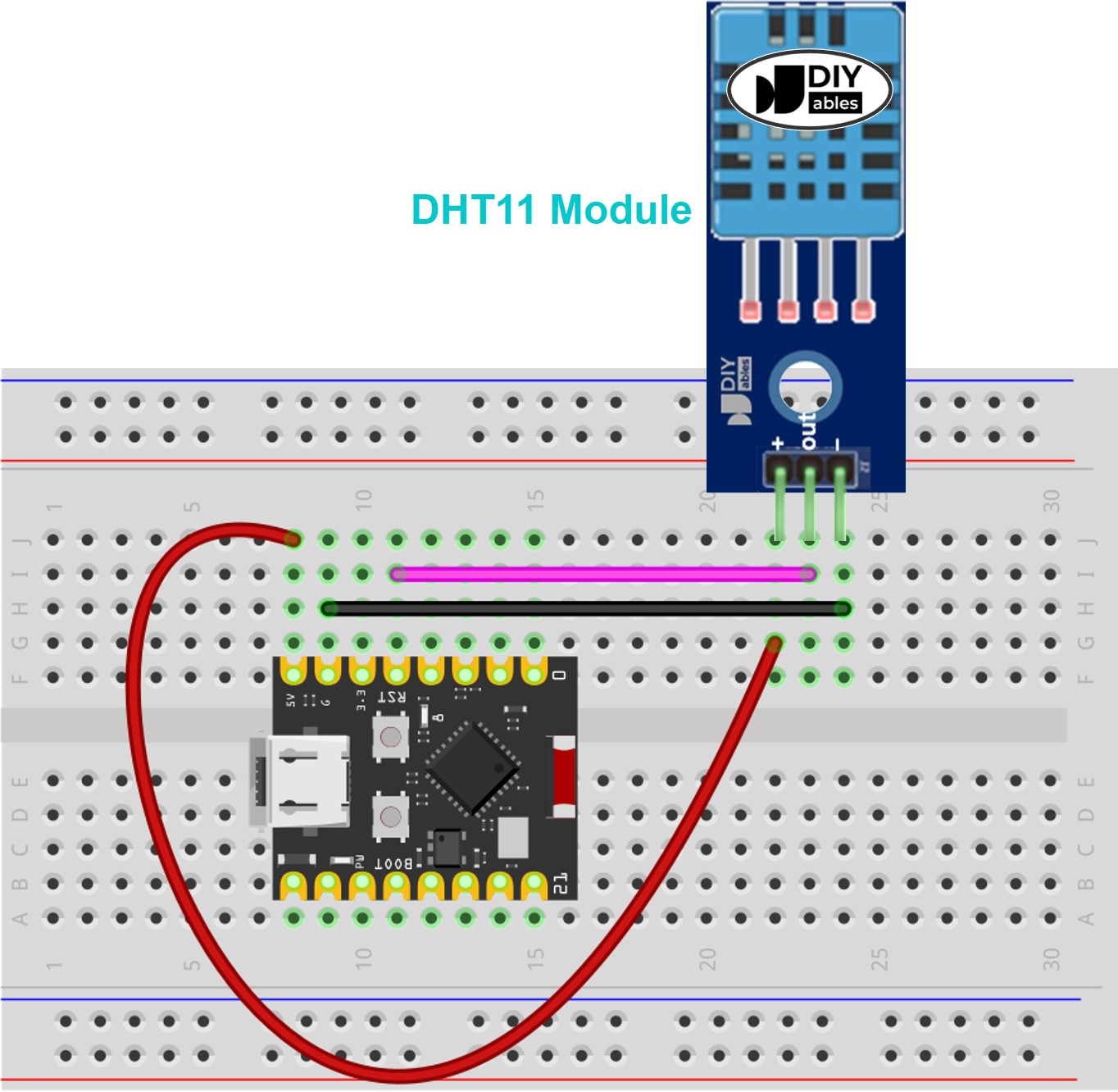Schaltplan ESP32 C3 Super Mini DHT11 Temperatur- und Feuchtigkeitsmodul