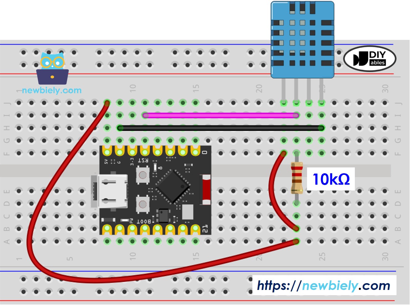 Schaltplan ESP32 C3 Super Mini DHT11 Temperatur- und Feuchtigkeitssensor