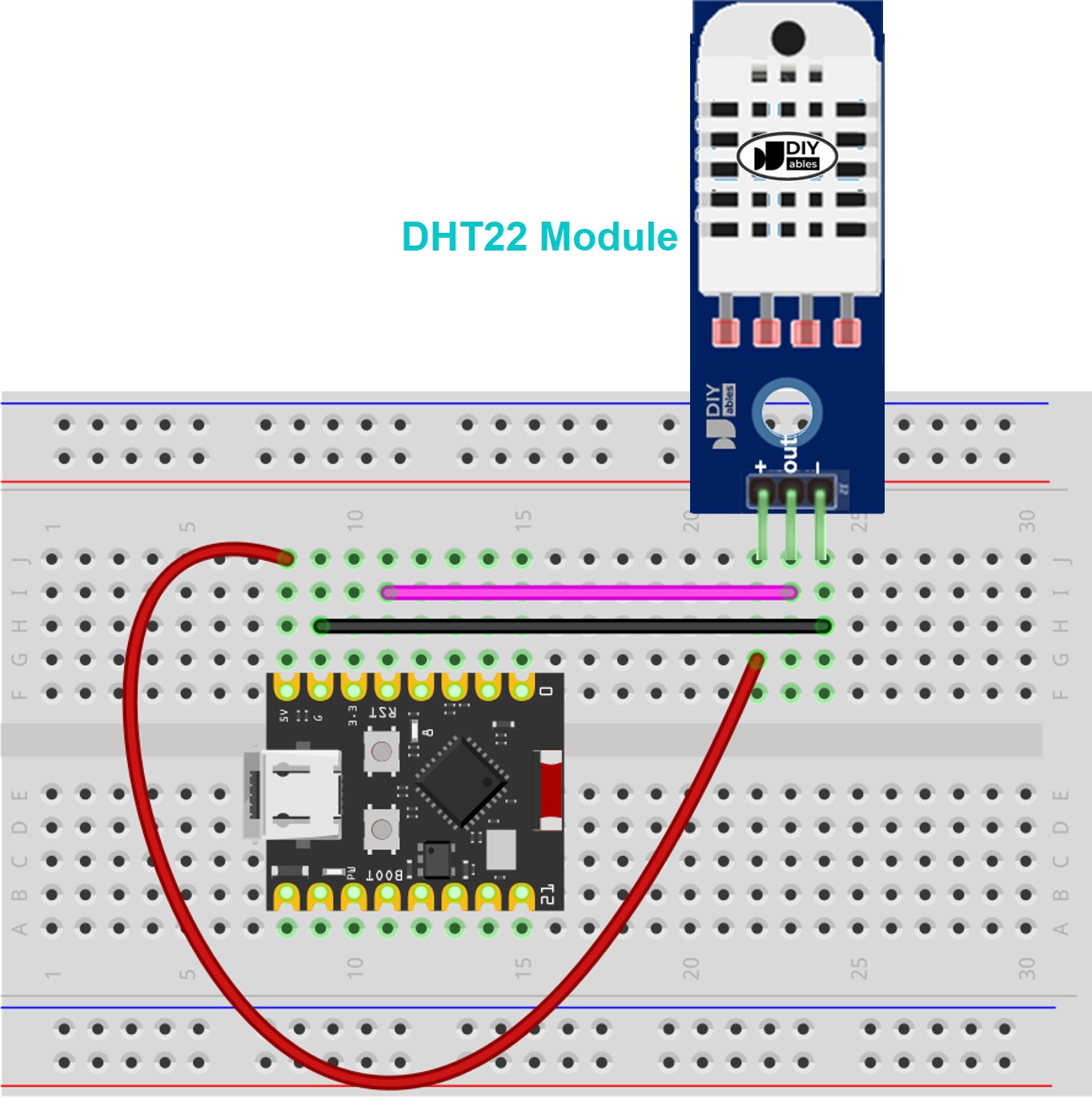 ESP32 C3 Super Mini DHT22 Temperatur- und Feuchtigkeitsmodul Schaltplan