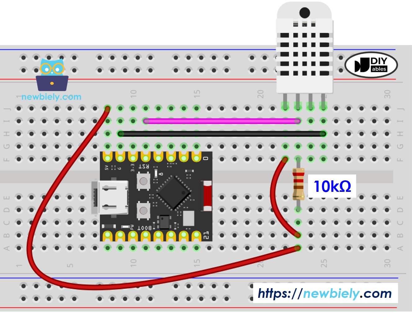 Schaltplan ESP32 C3 Super Mini DHT22 Temperatur- und Feuchtigkeitssensor