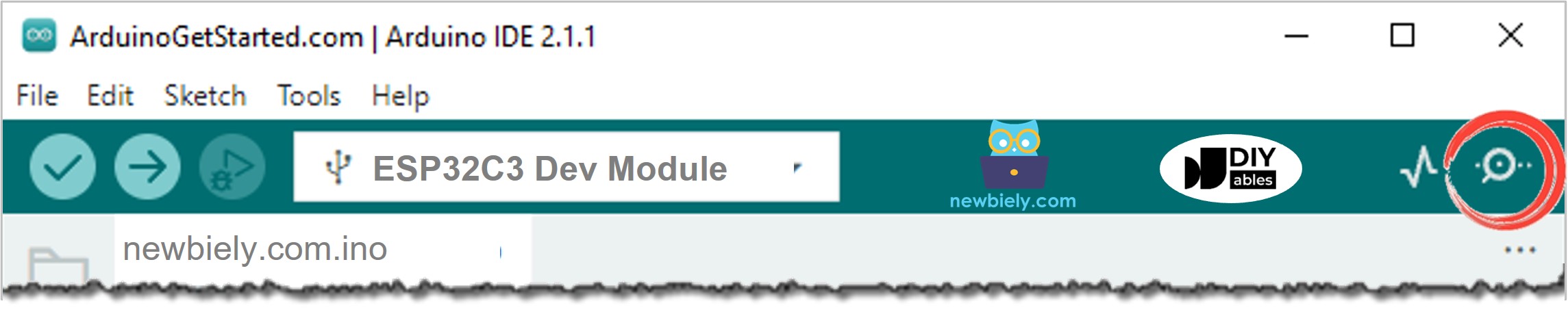 So öffnen Sie den Serial Monitor in der Arduino IDE