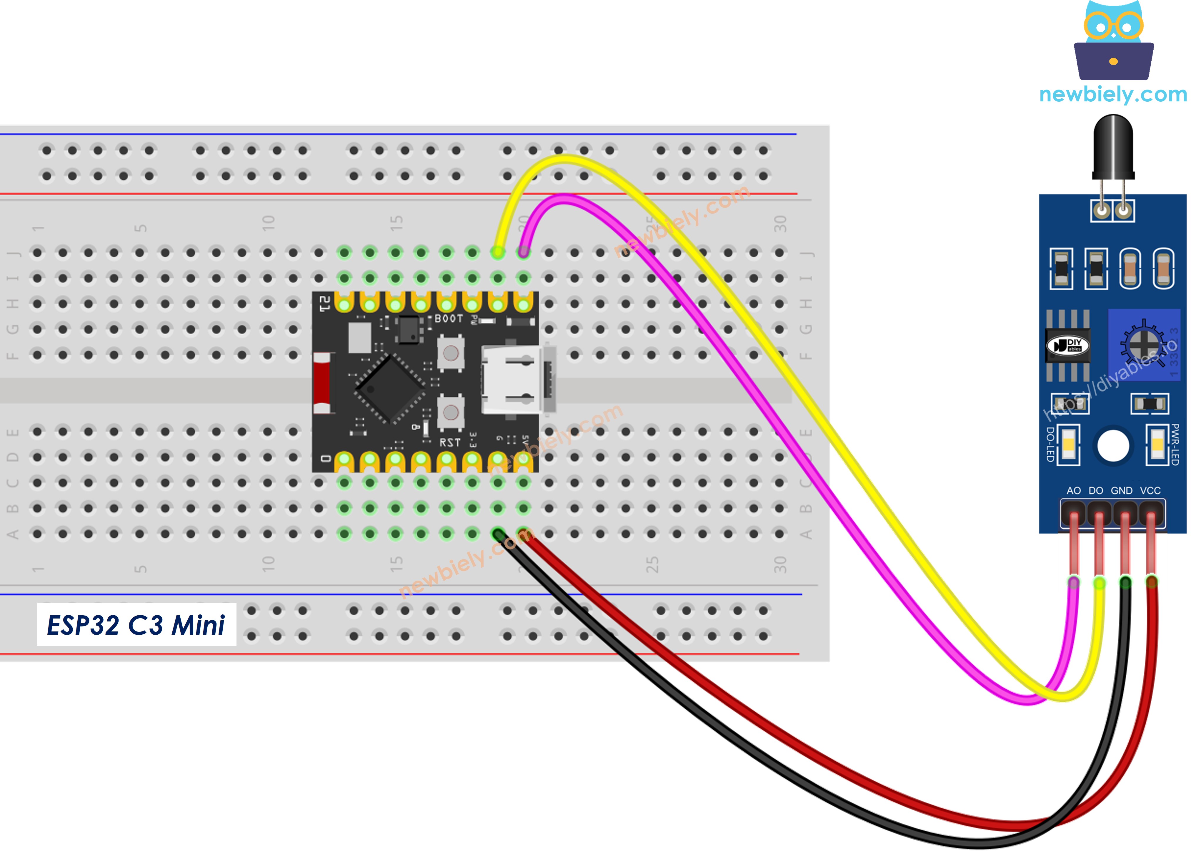 ESP32 C3 Super Mini Infrarot-Flammensensor Schaltplan