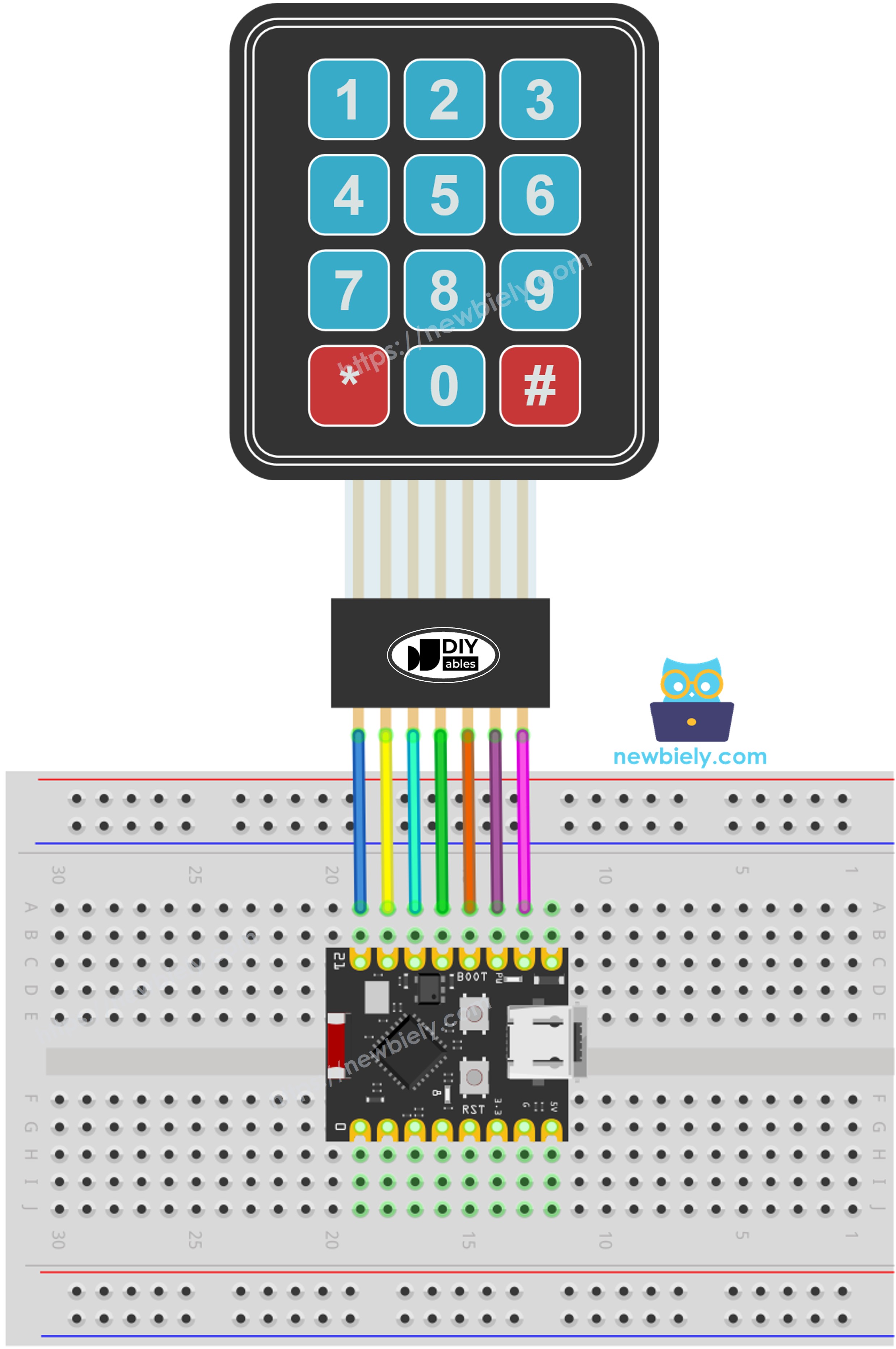 ESP32 C3 Super Mini Tastenfeld 3x4 Schaltplan