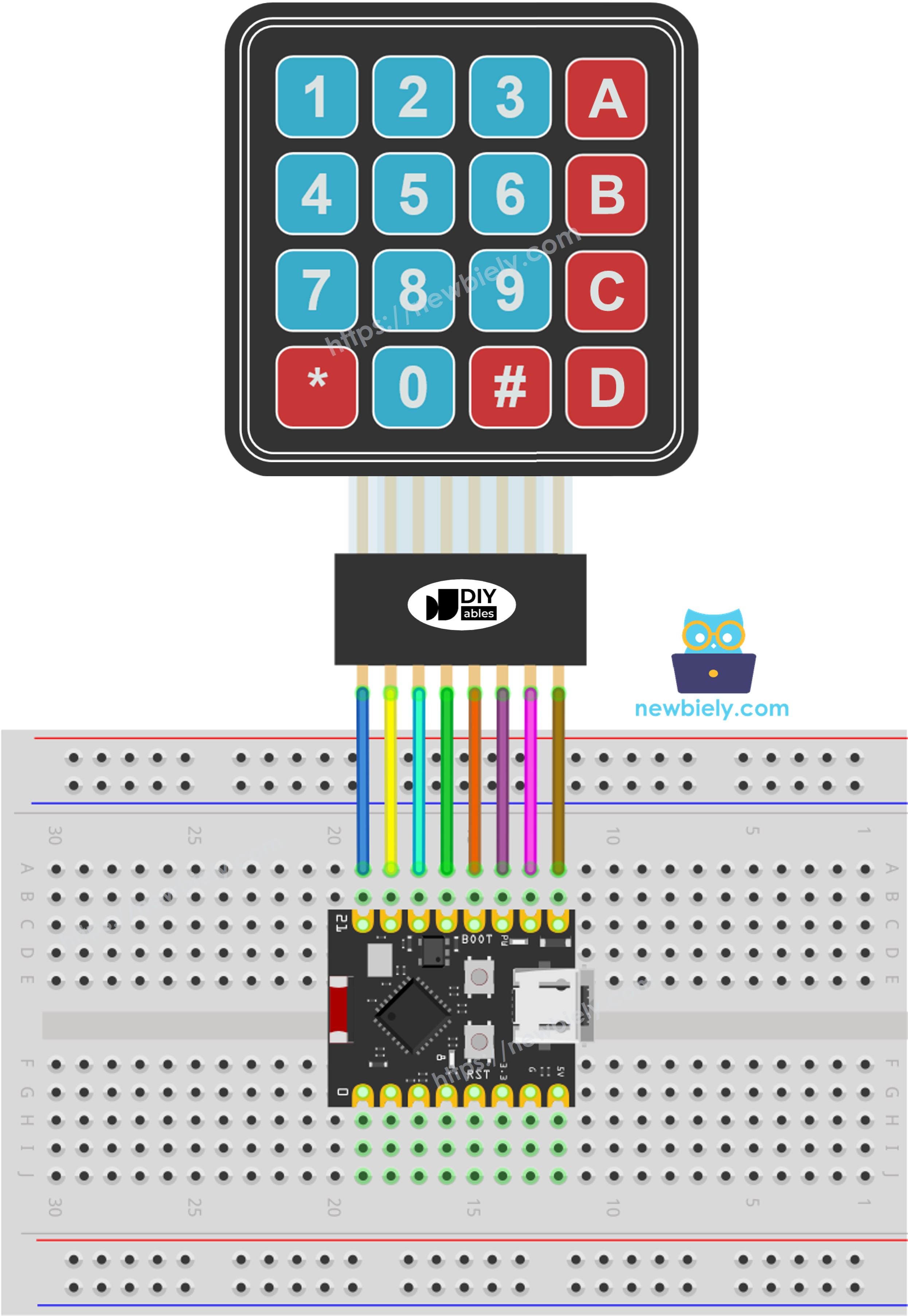 ESP32 C3 Super Mini Tastenfeld 4x4 Schaltplan